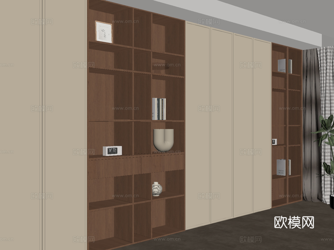 中古风书柜su模型