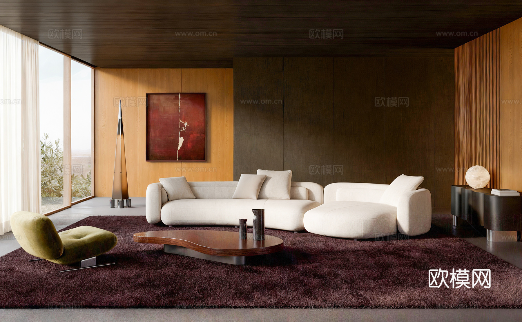 现代意式家居客厅 现代意式客厅3d模型下载