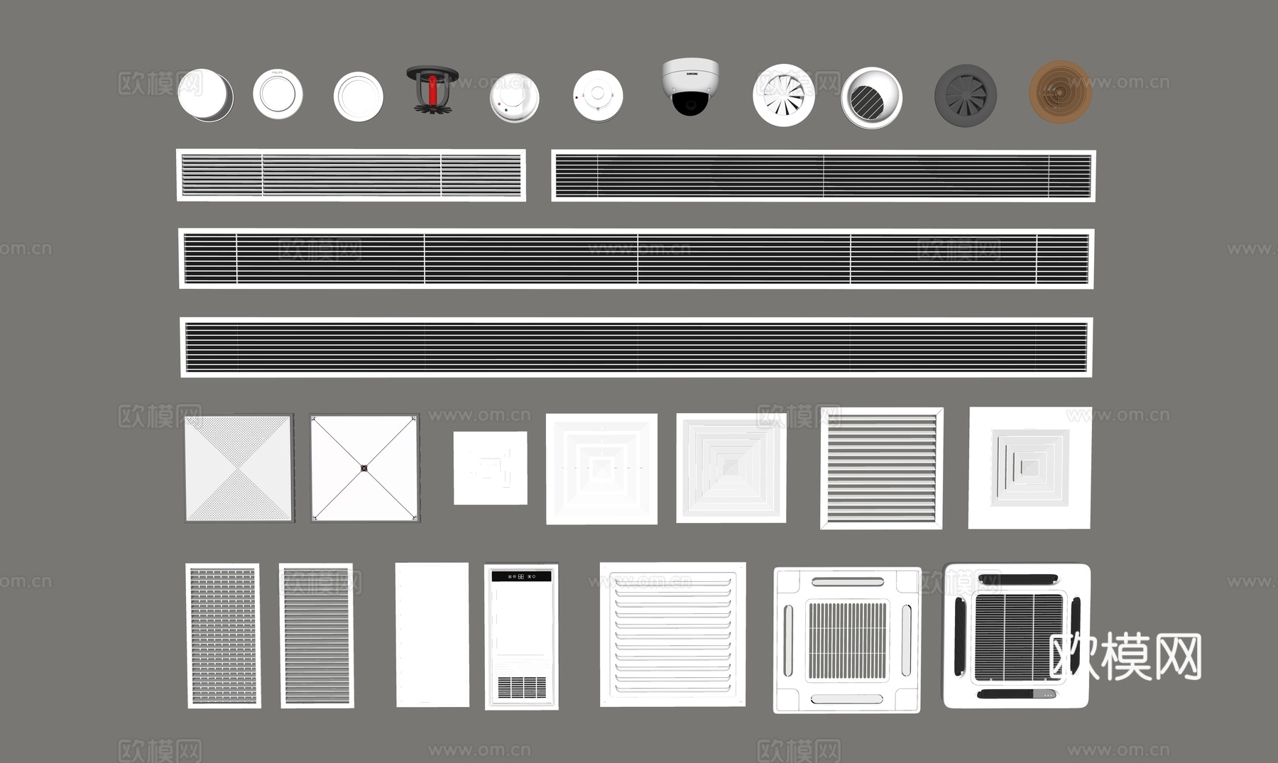 空调风口  监控  新风系统su模型