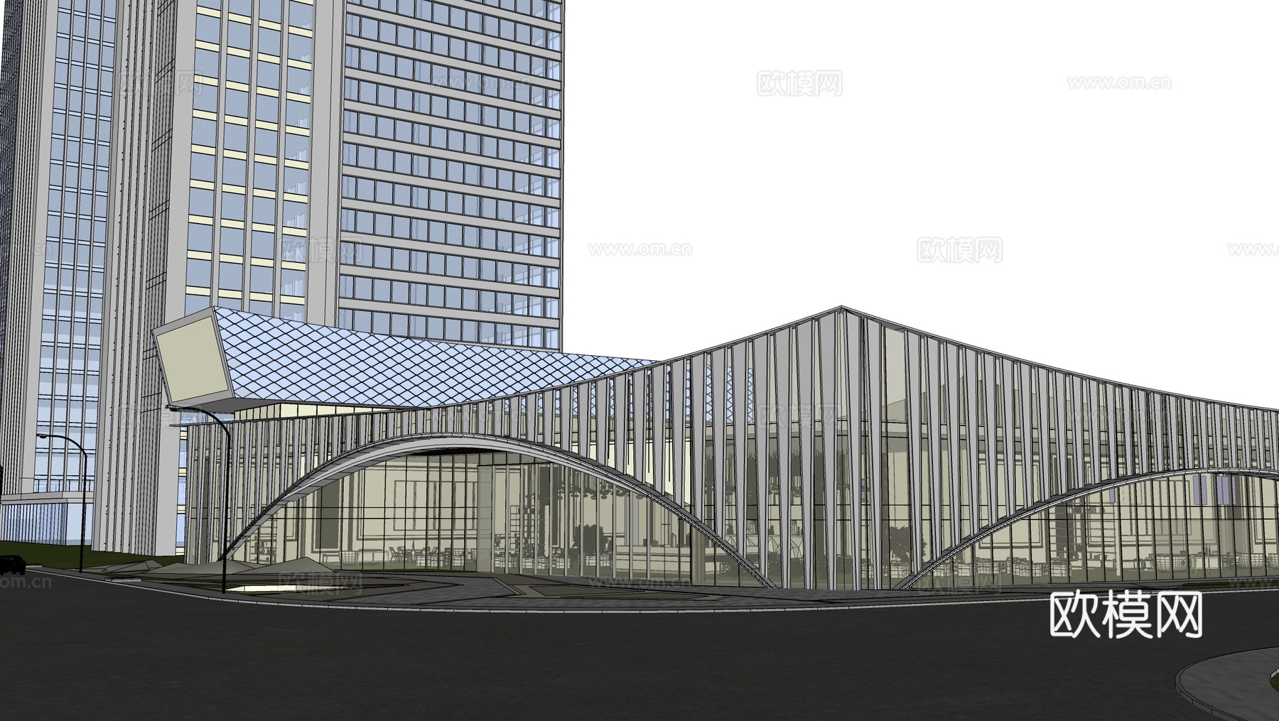 现代售楼处建筑 展览馆建筑su模型