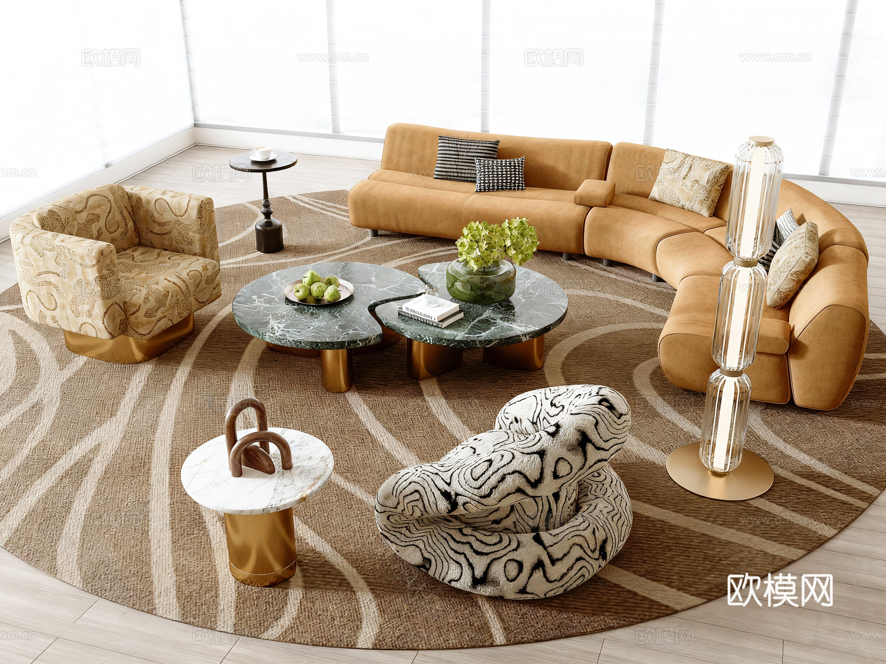 轻奢沙发茶几组合 组合沙发3d模型下载