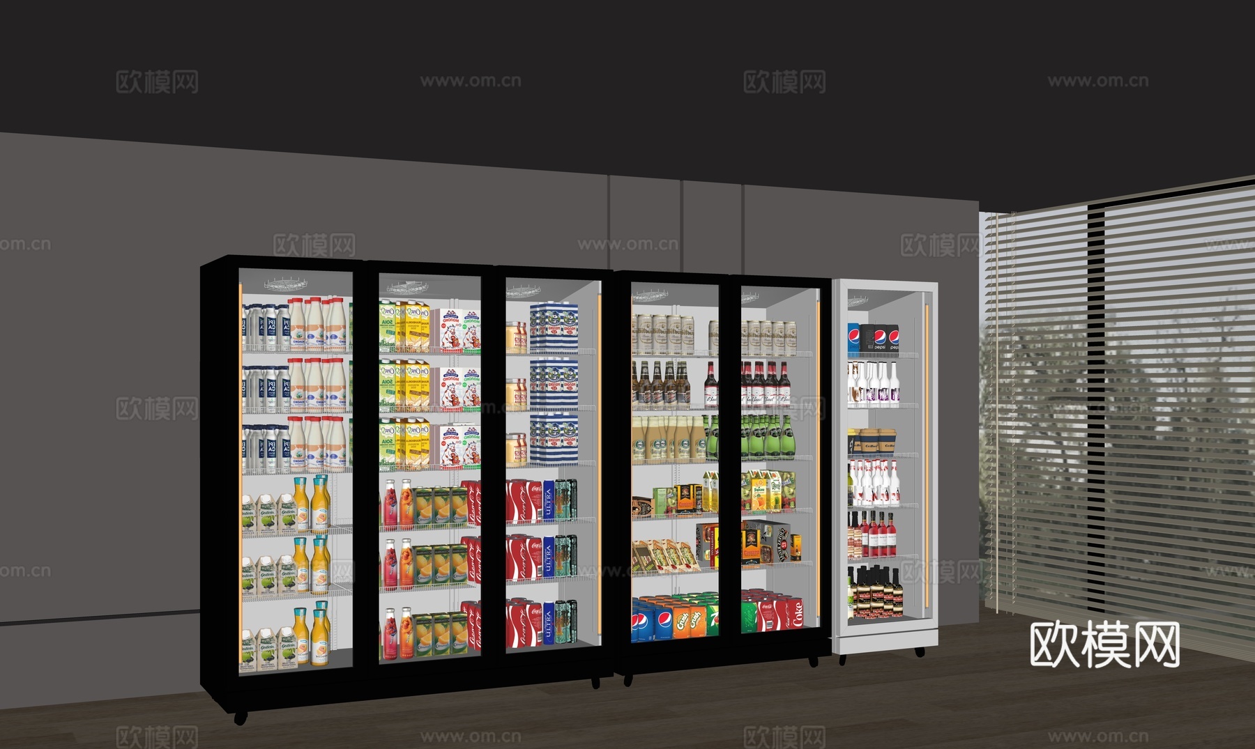 商铺冰柜su模型