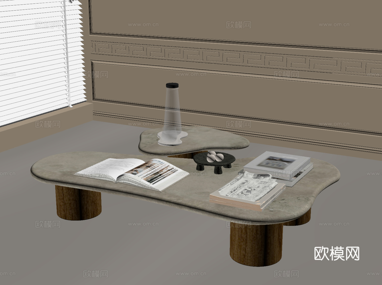 现代奶油风茶几su模型