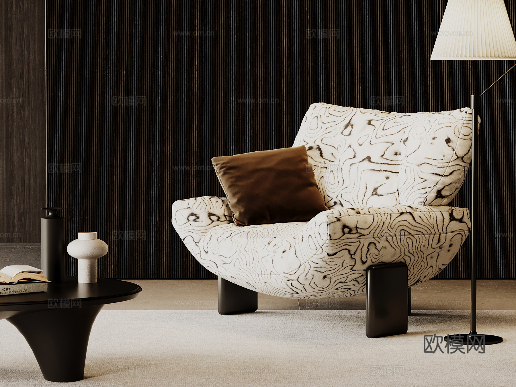 现代意式休闲椅su模型