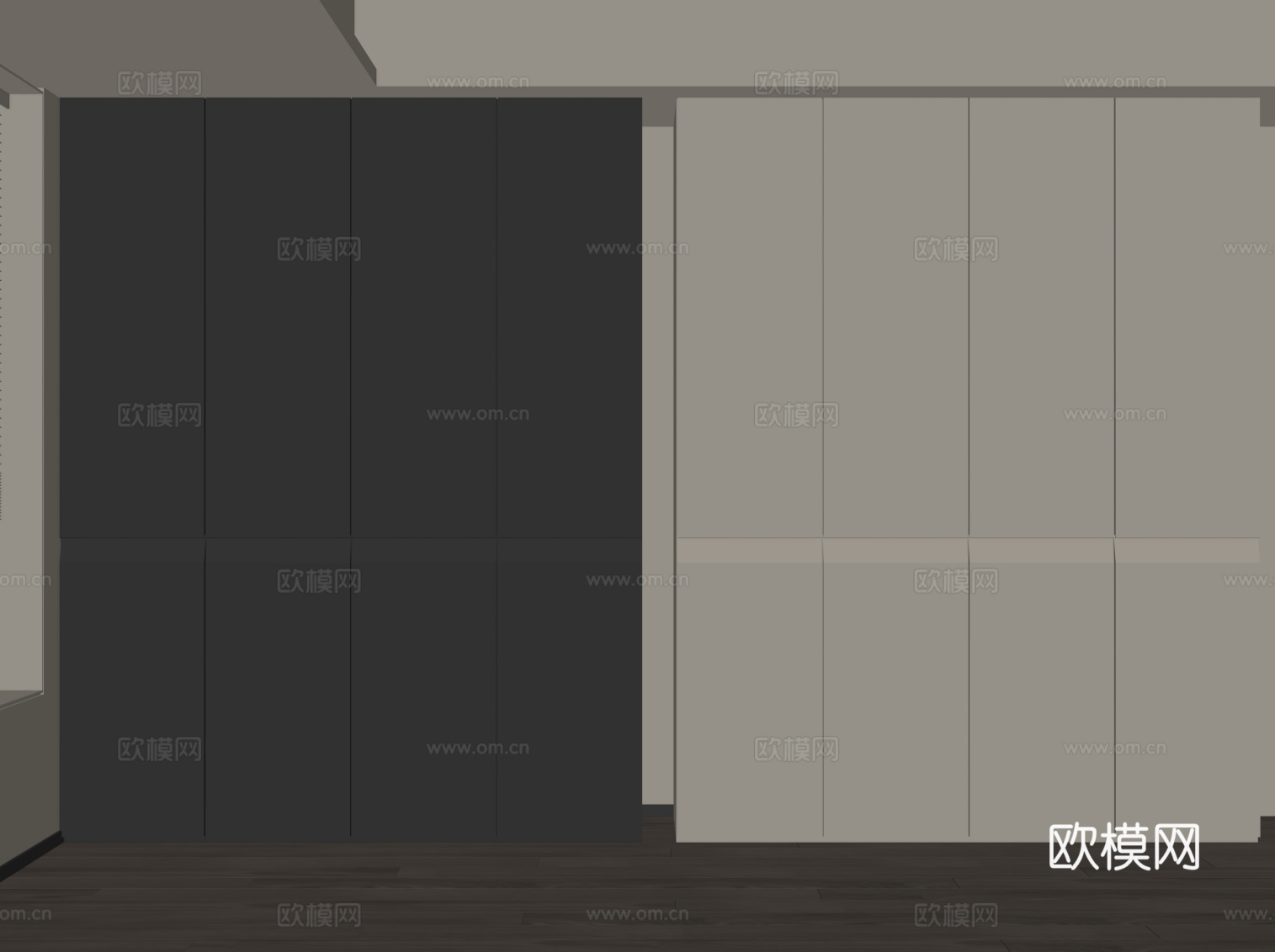 现代极简衣柜su模型