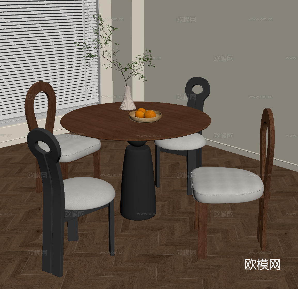 法式复古餐桌椅su模型