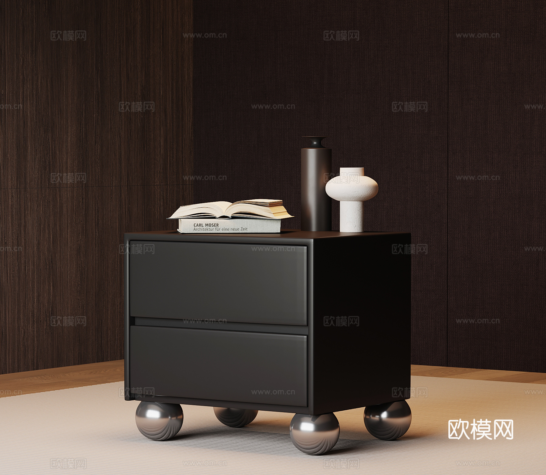 现代意式床头柜su模型