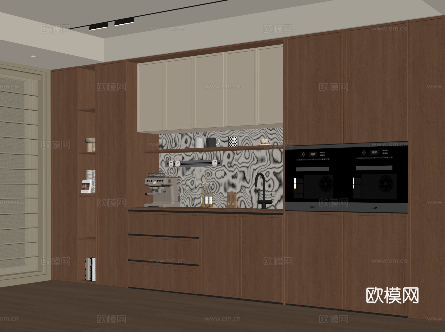 中古风餐边柜 酒柜su模型