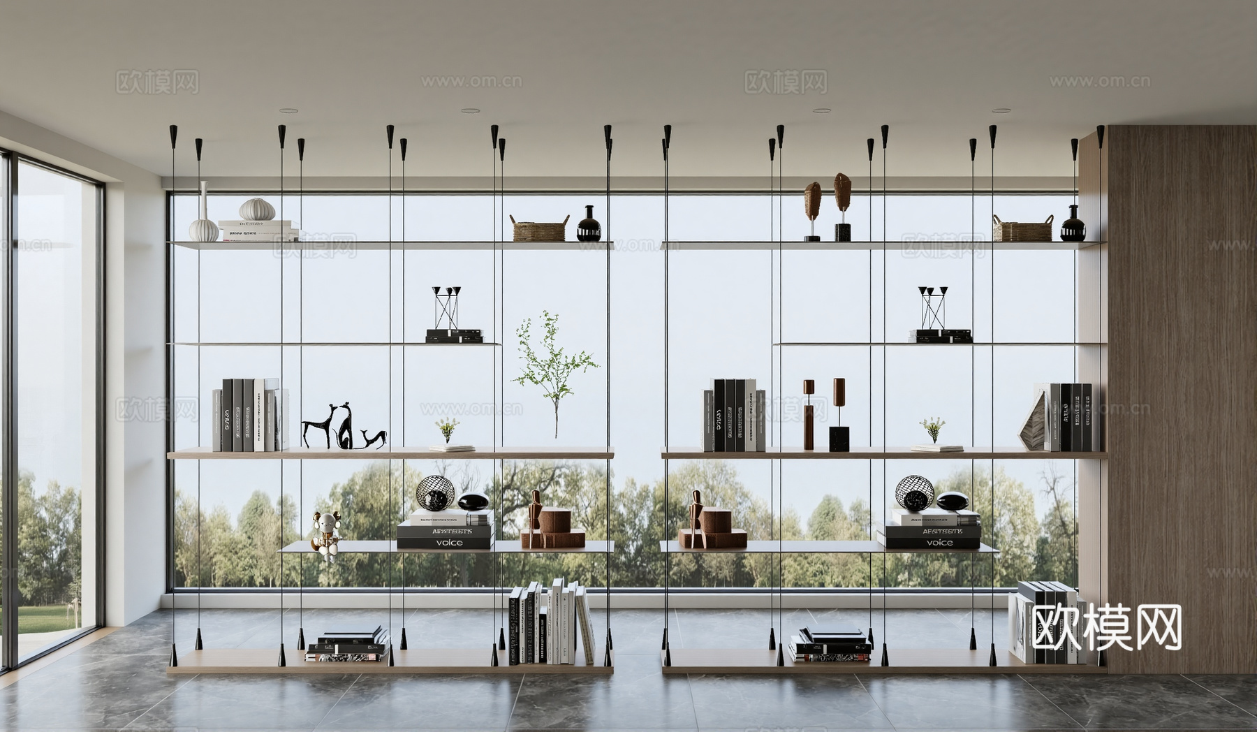 现代简约书柜装饰柜su模型