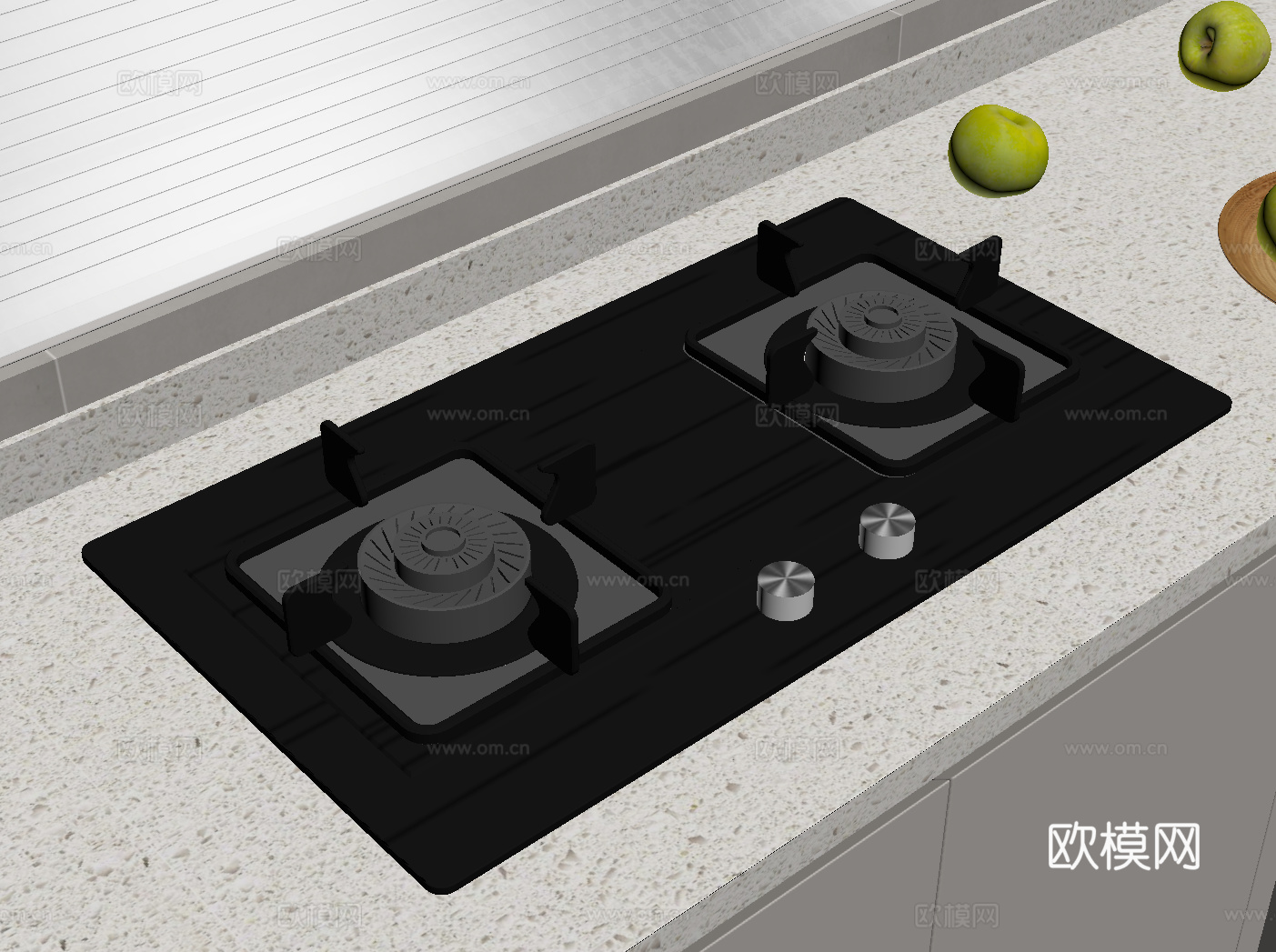 现代燃气灶 煤气灶 灶台su模型