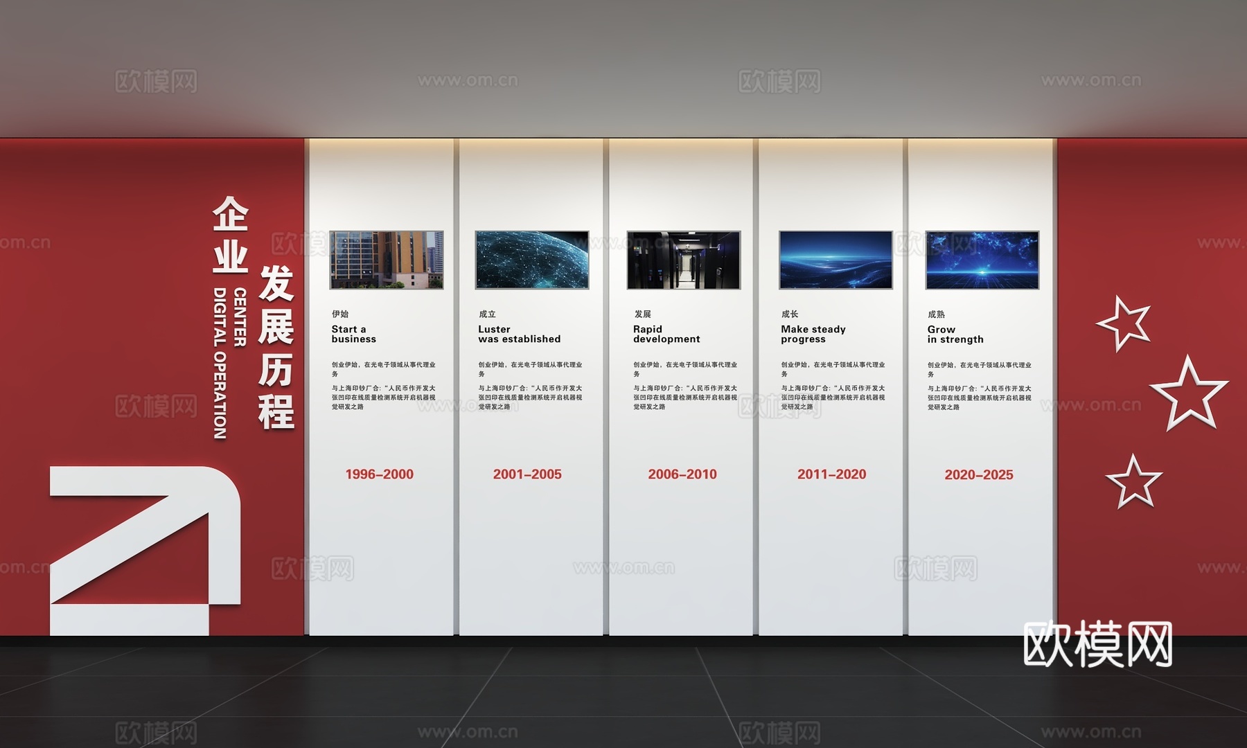 现代企业发展历程 办公文化墙 走廊 宣传栏 标语 口号 企业3d模型