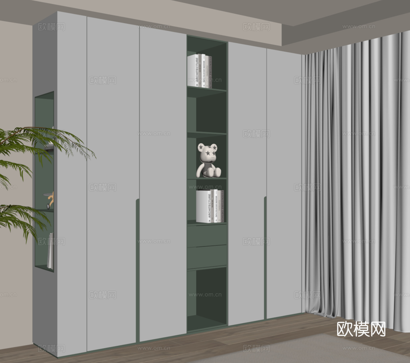现代简约衣柜 儿童房衣柜su模型