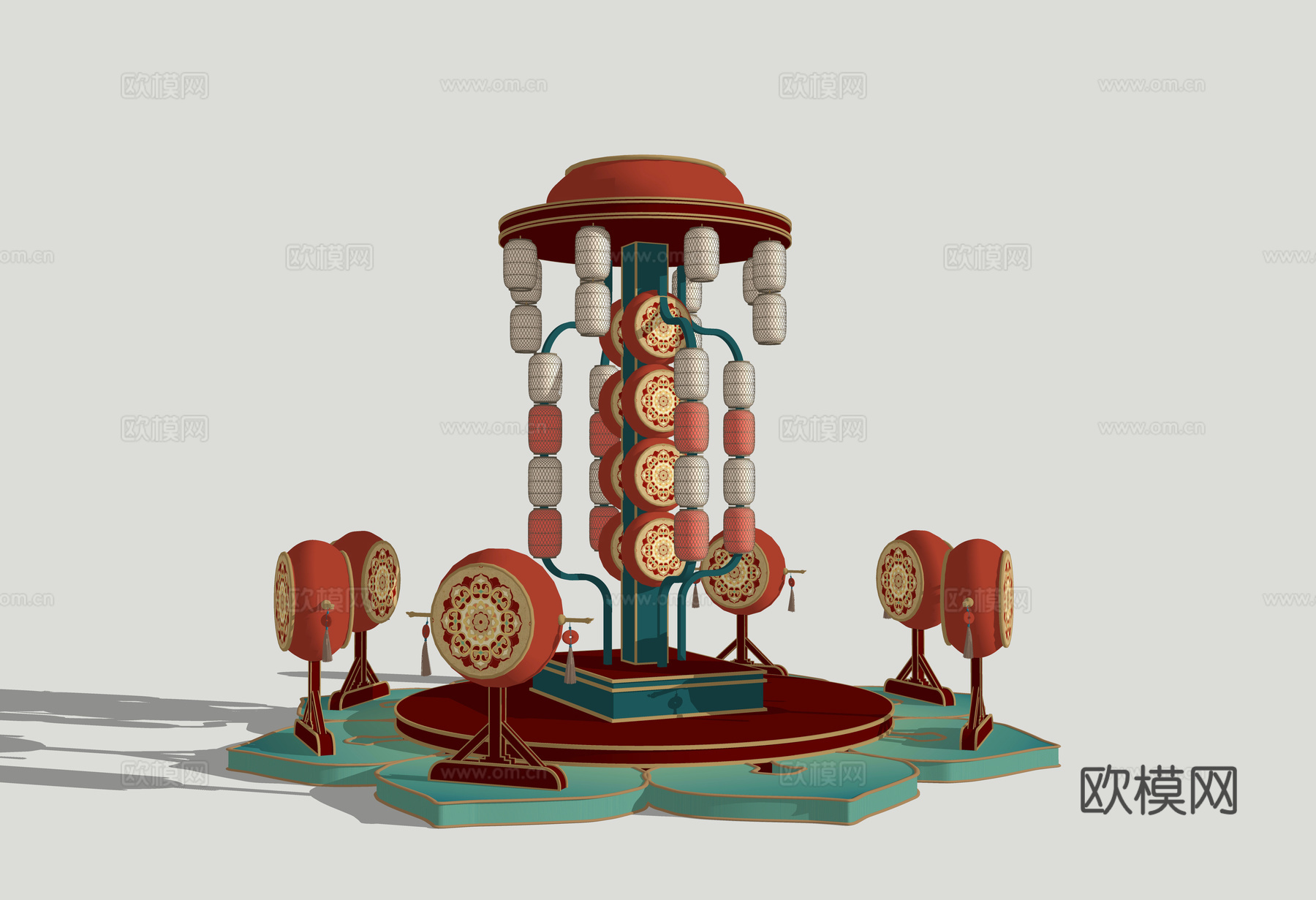 新中式舞台 国风国潮舞台 美陈 网红美陈 商场美陈装置 户外su模型