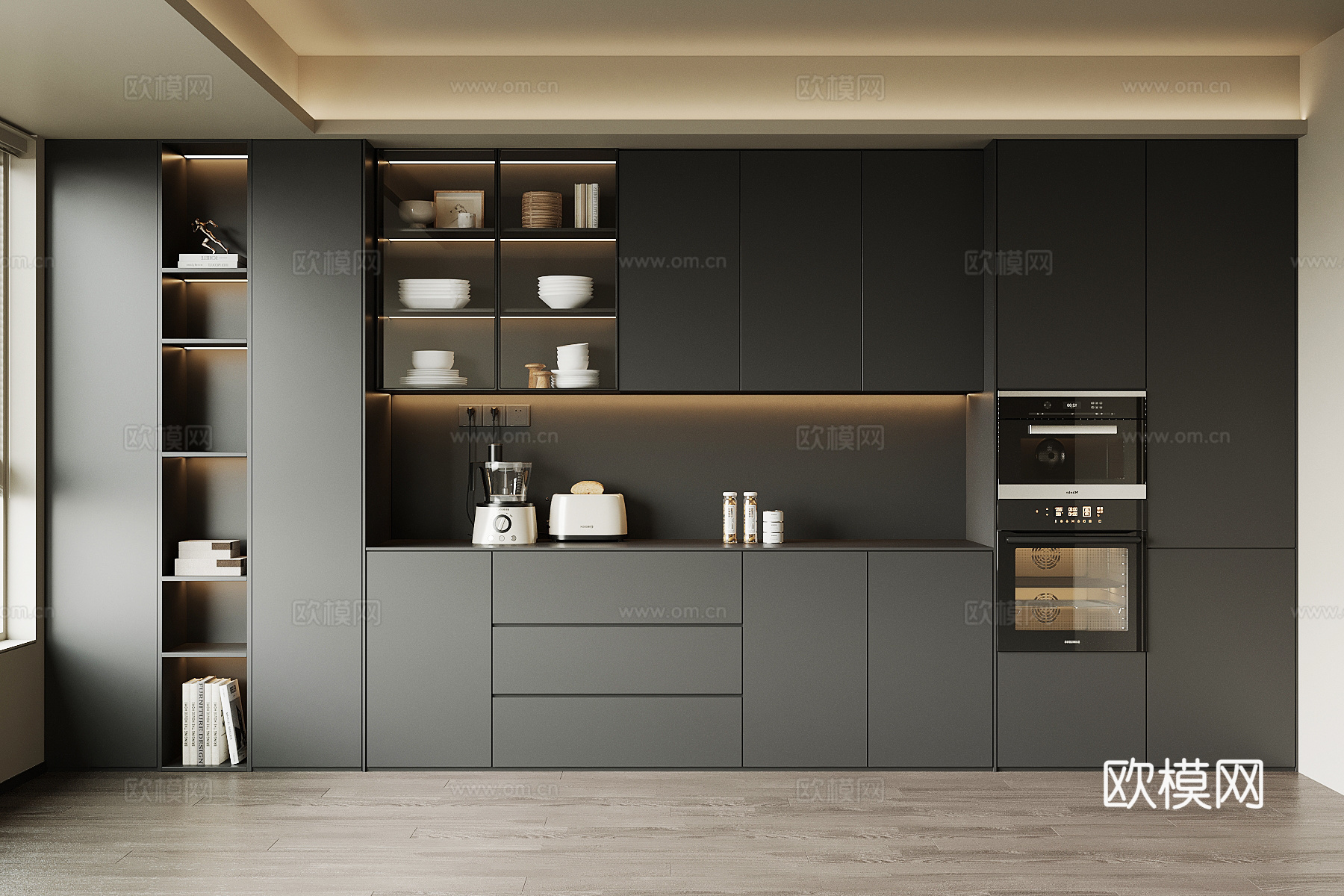 现代意式餐边柜 酒柜su模型
