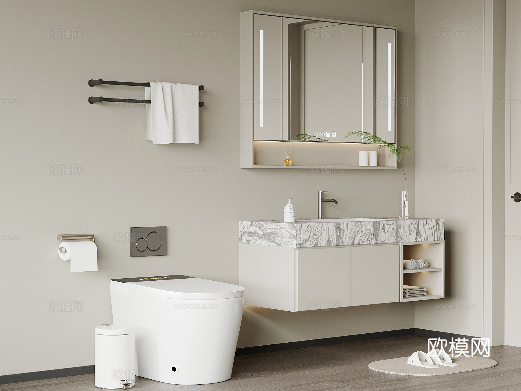 现代浴室柜 卫浴用品su模型