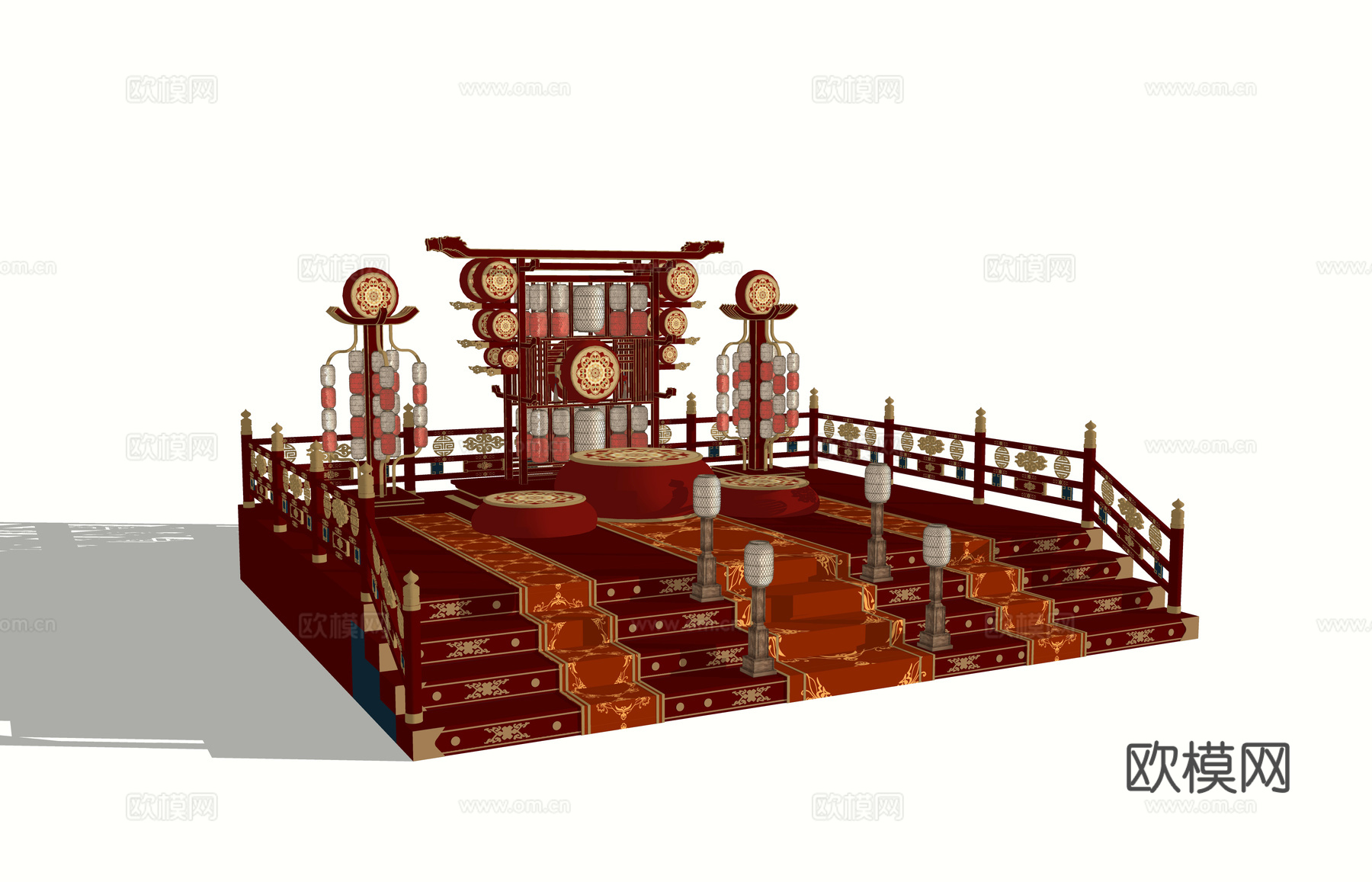 新中式舞台 国风国潮舞台 美陈 网红美陈 商场美陈装置 户外su模型