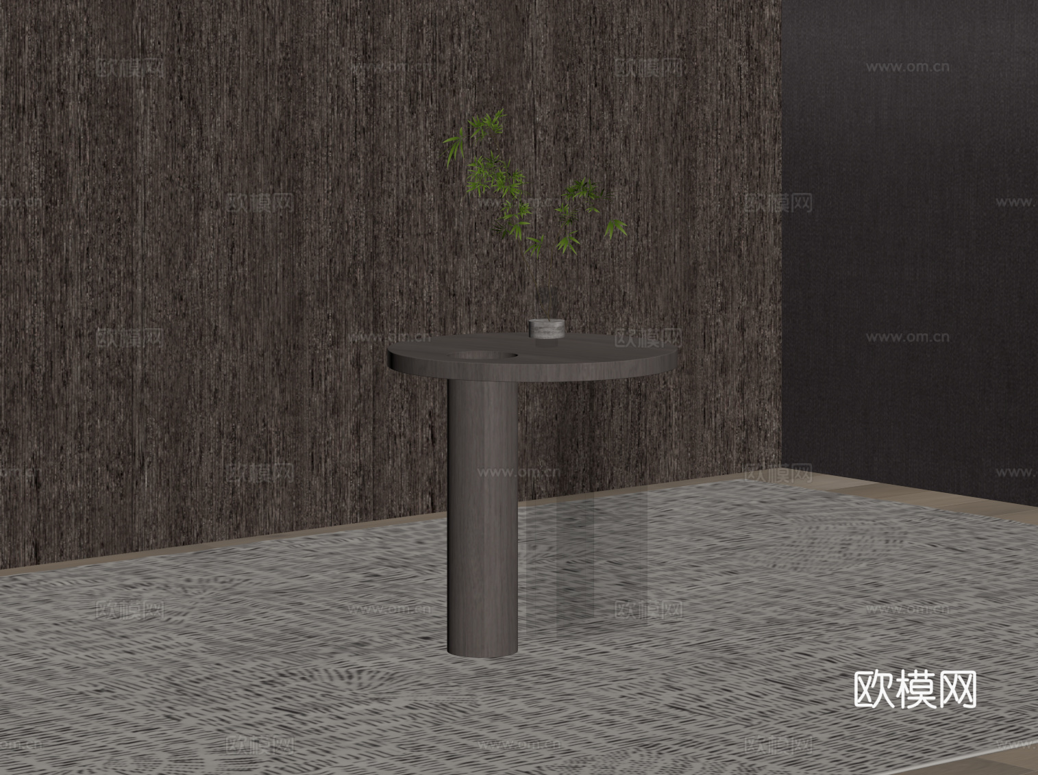 现代意式边几 圆几su模型