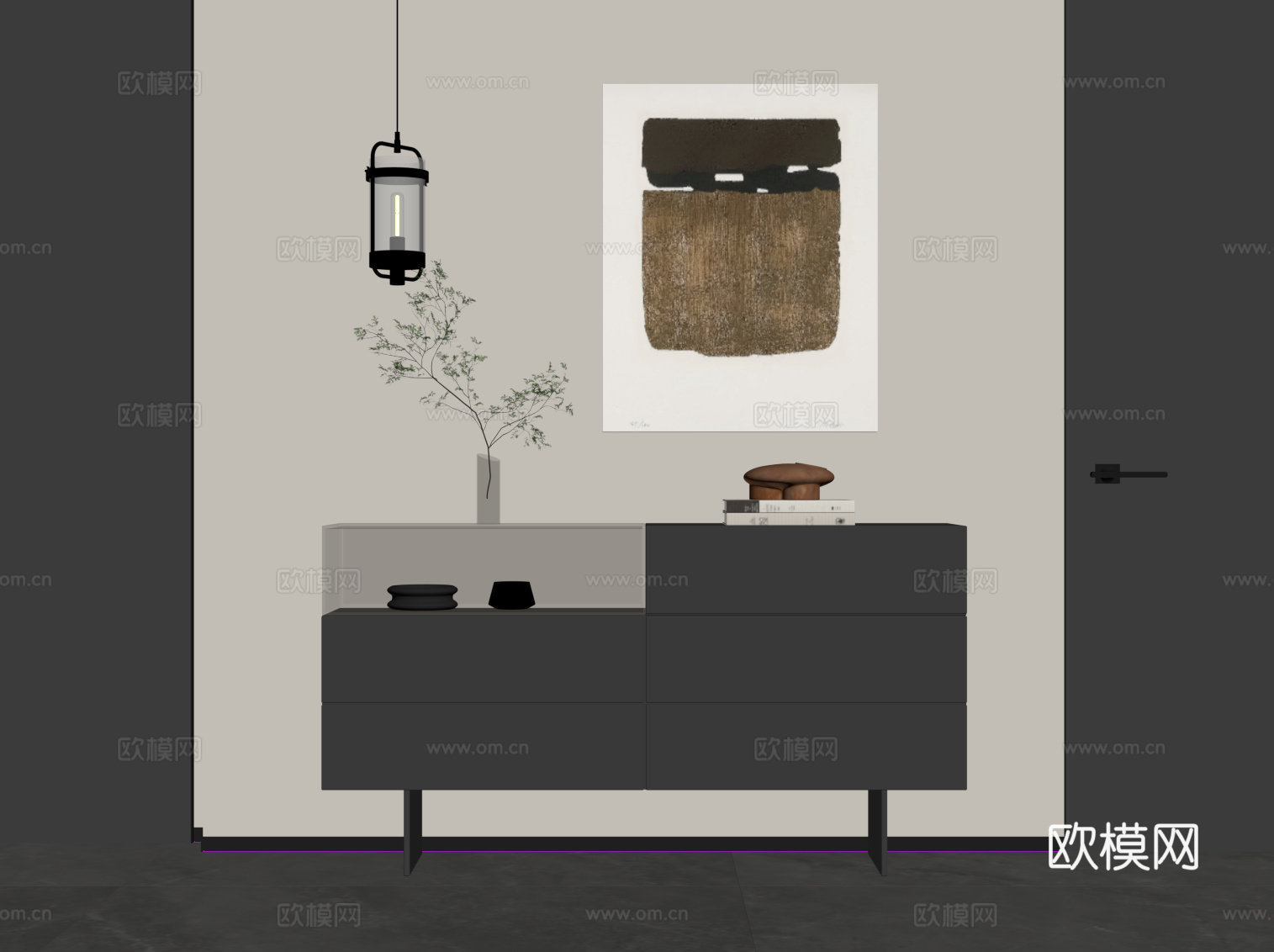 现代简约玄关柜 边柜 斗柜su模型