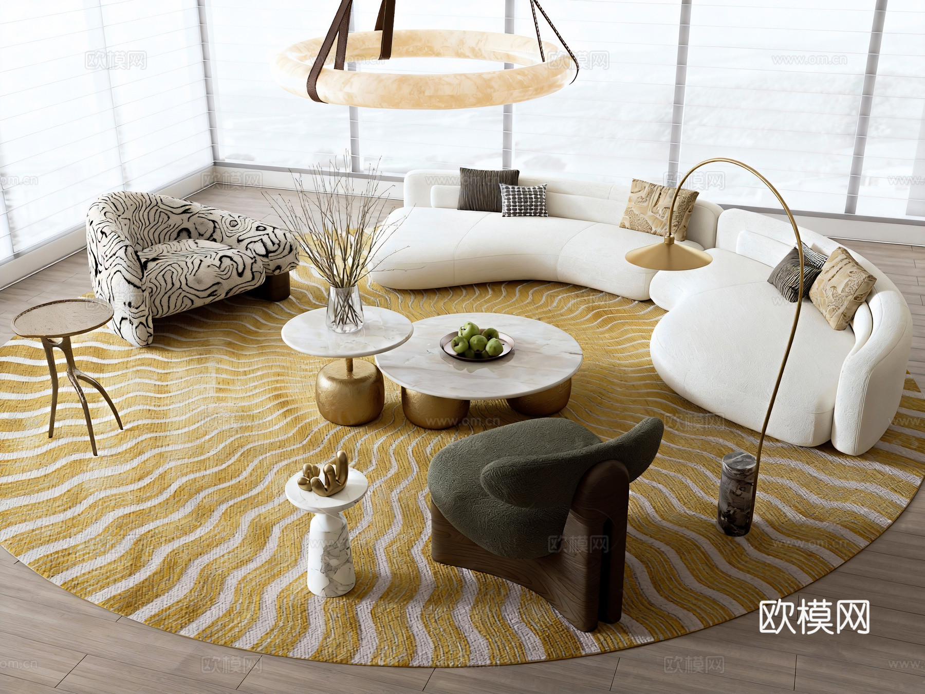 轻奢沙发茶几组合 组合沙发3d模型下载