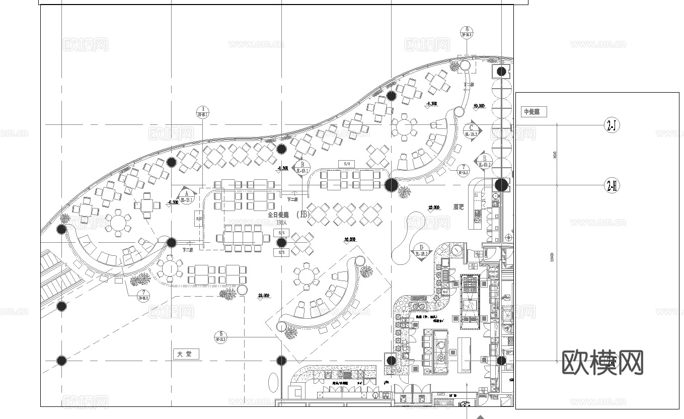 五星级酒店全日餐厅  最新全套施工图合集cad施工图