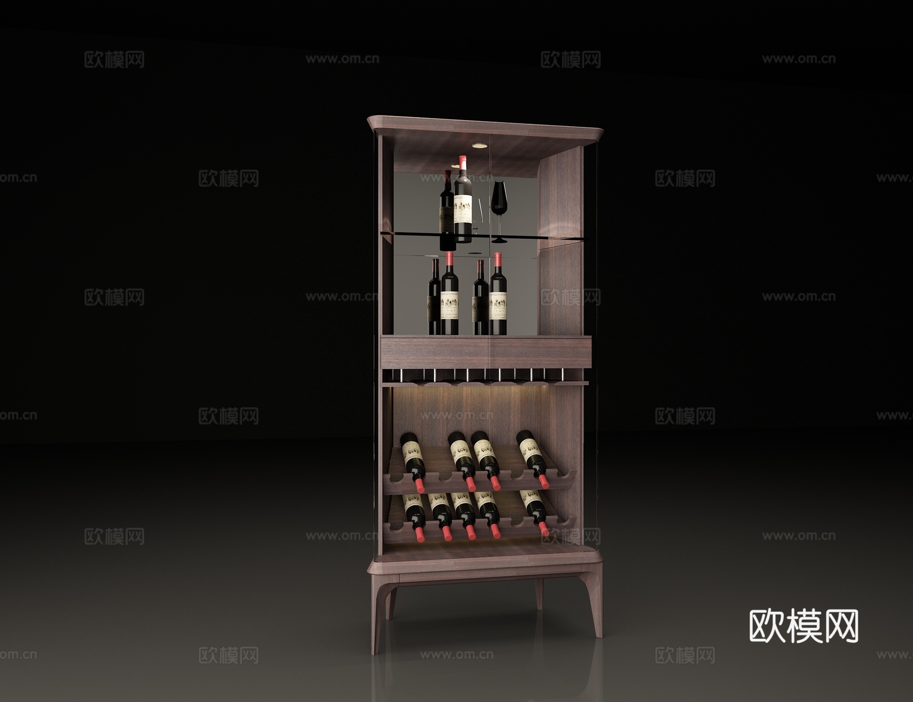 现代简约酒柜3d模型下载