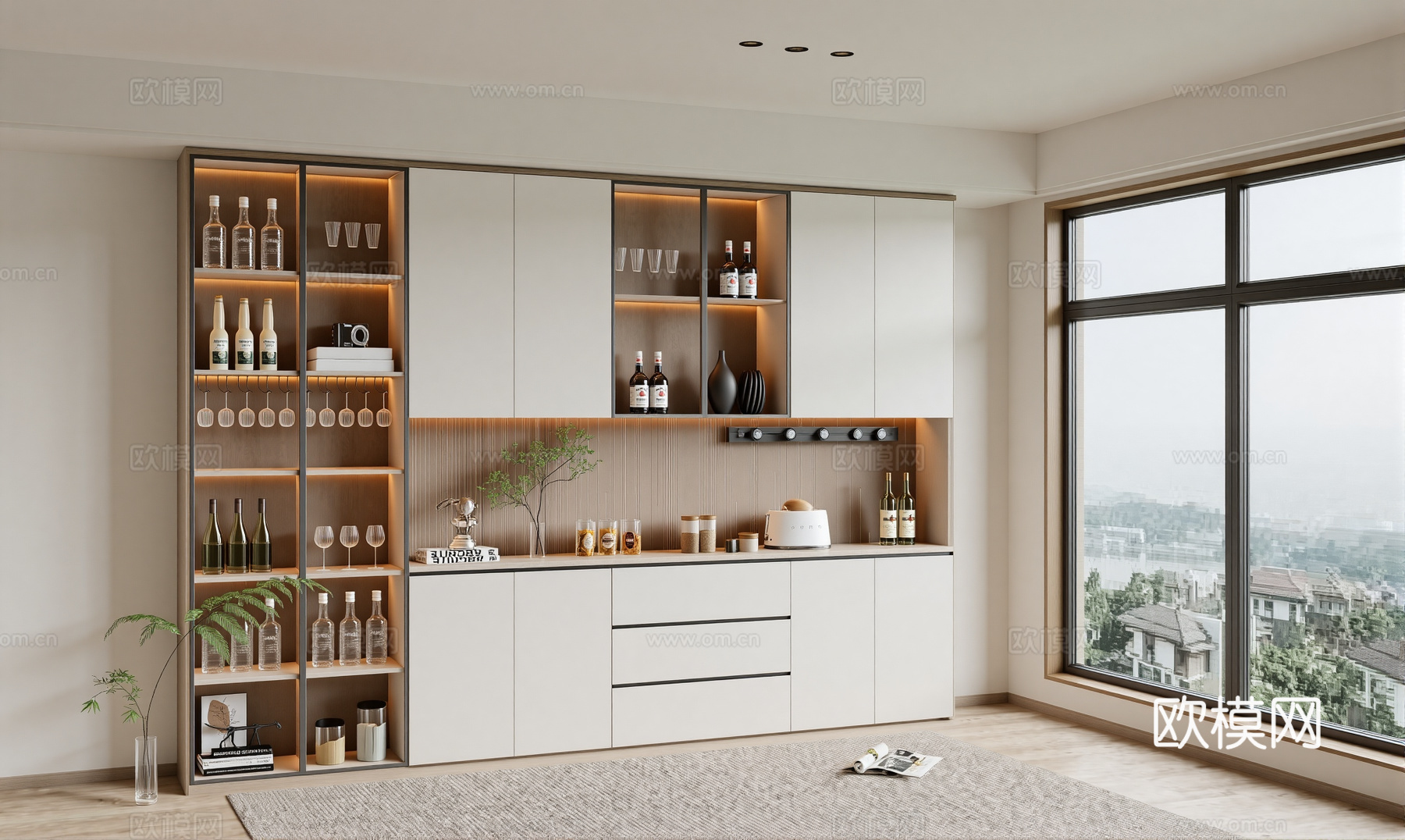 现代餐边柜su模型