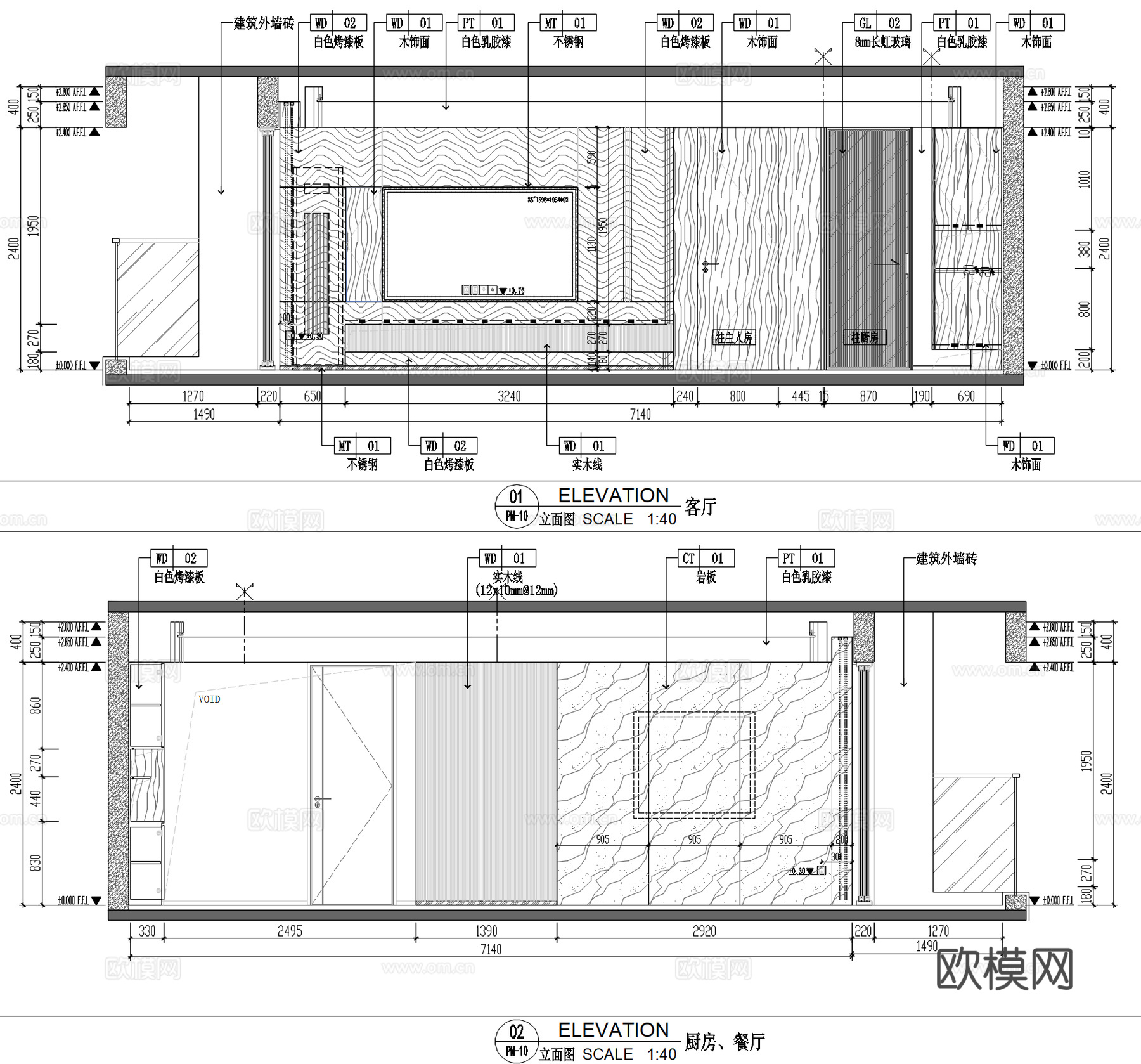 100m²三室两厅住宅装修施工图 CADcad施工图