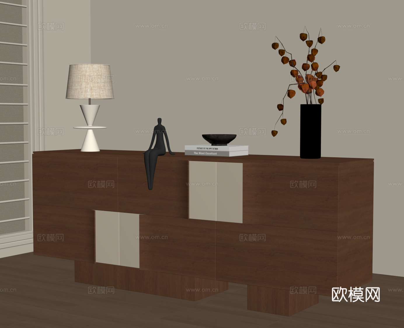 中古风玄关柜 边柜su模型