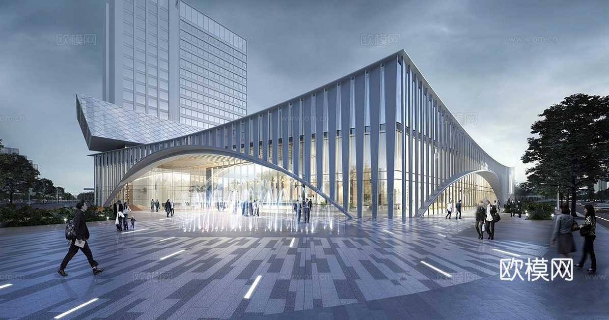 现代售楼处建筑 展览馆建筑su模型