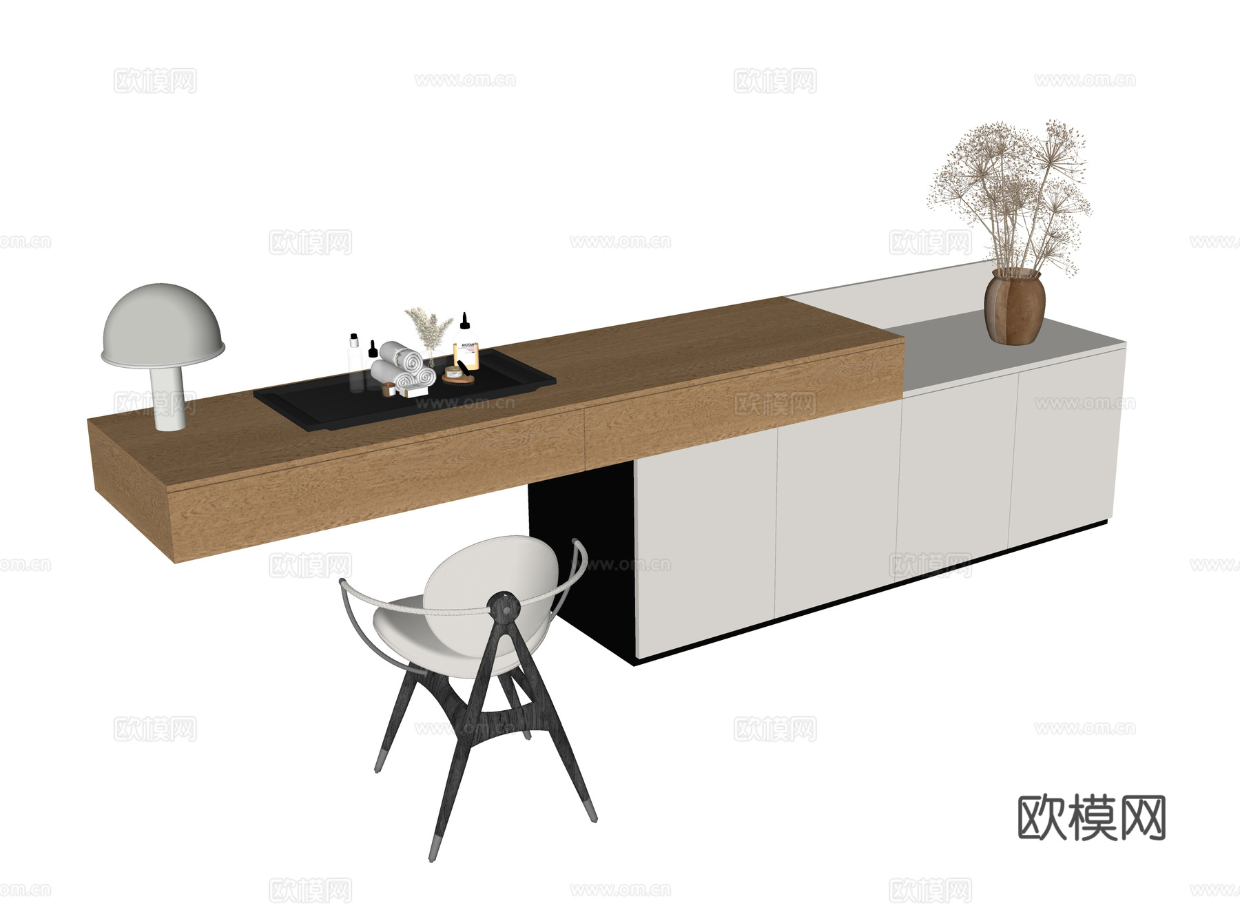 现代卧室梳妆台su模型