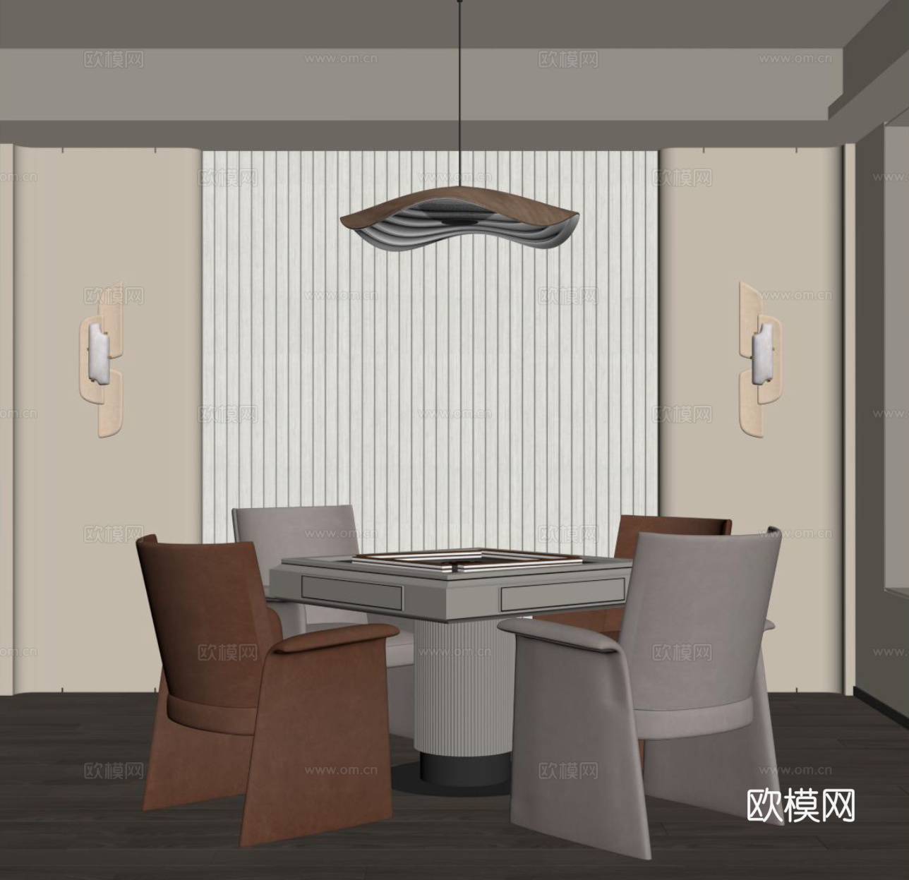 现代棋牌室 麻将桌 棋牌桌su模型