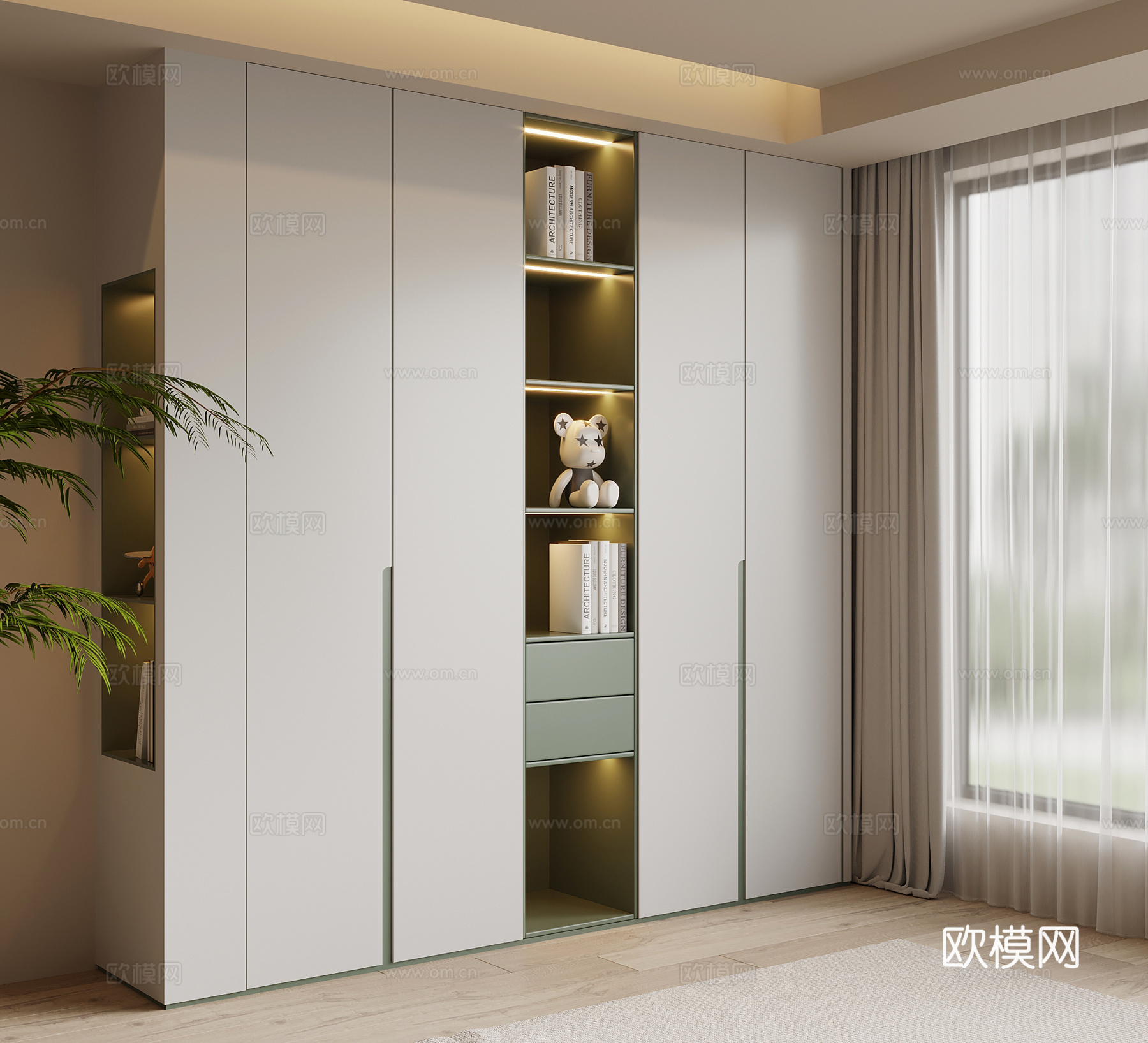 现代简约衣柜 儿童房衣柜su模型