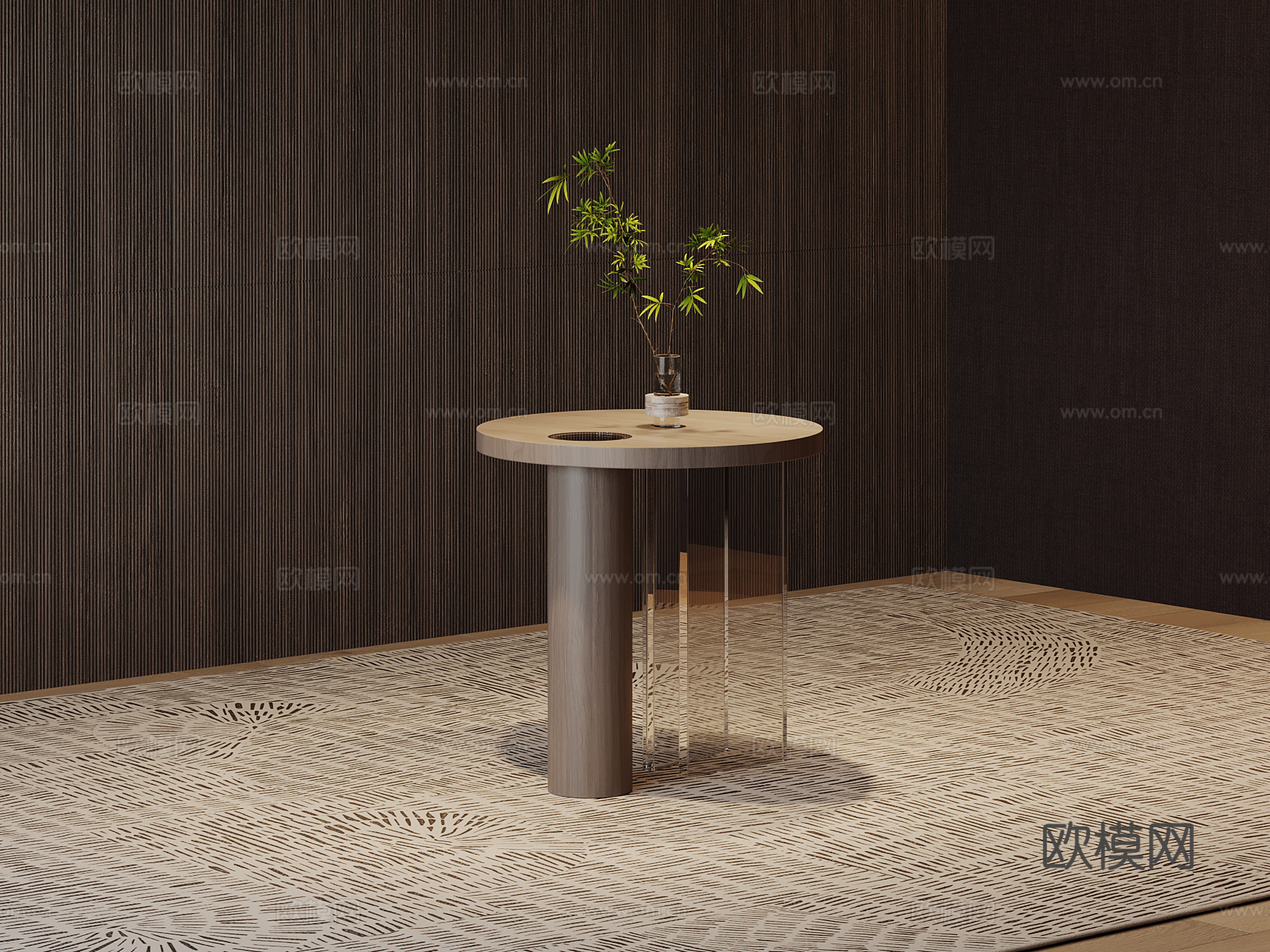 现代意式边几 圆几su模型