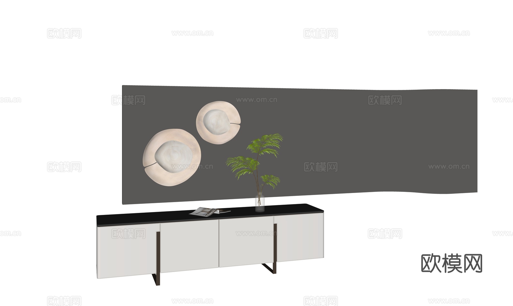 现代电视柜组合su模型