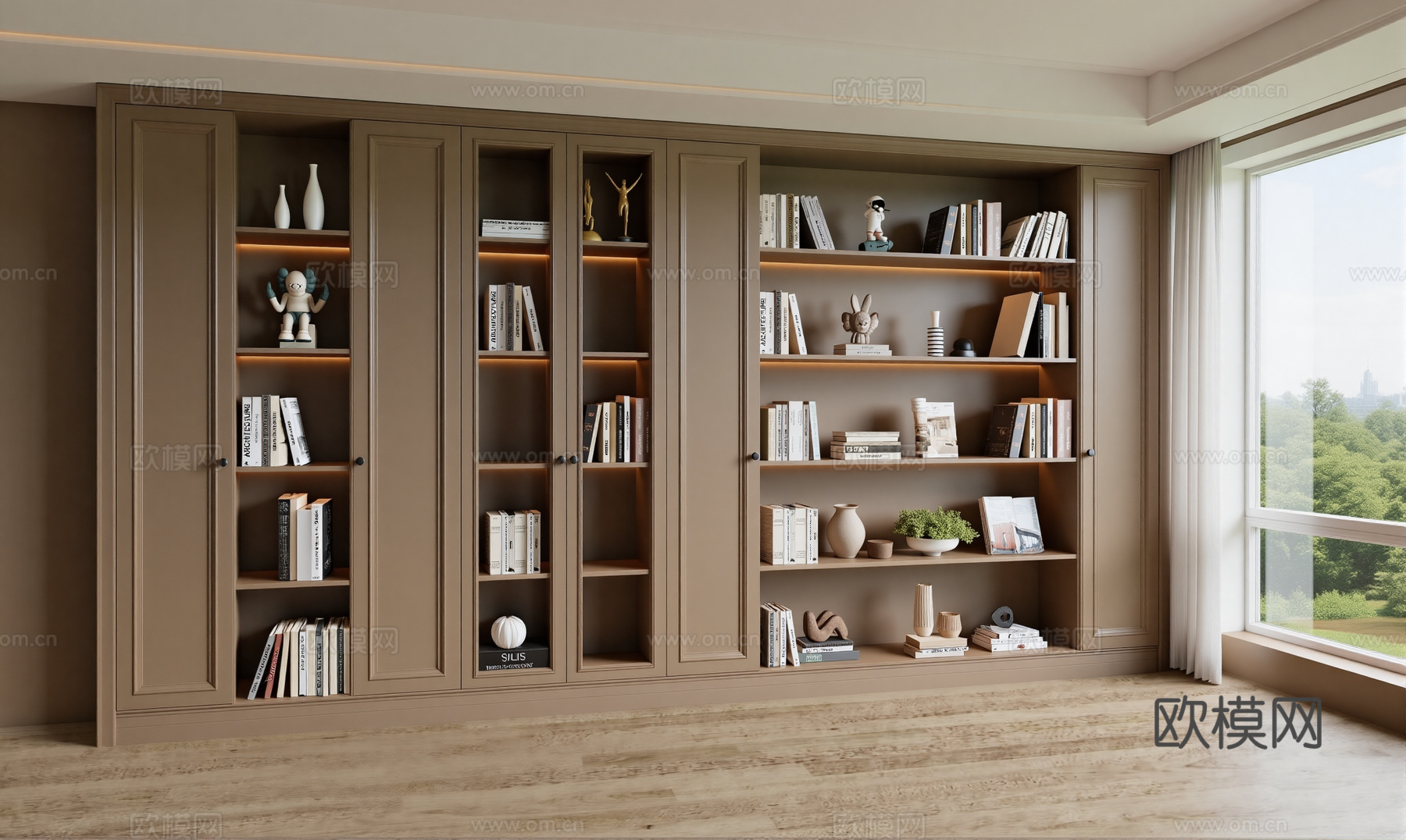 现代储物柜书柜su模型