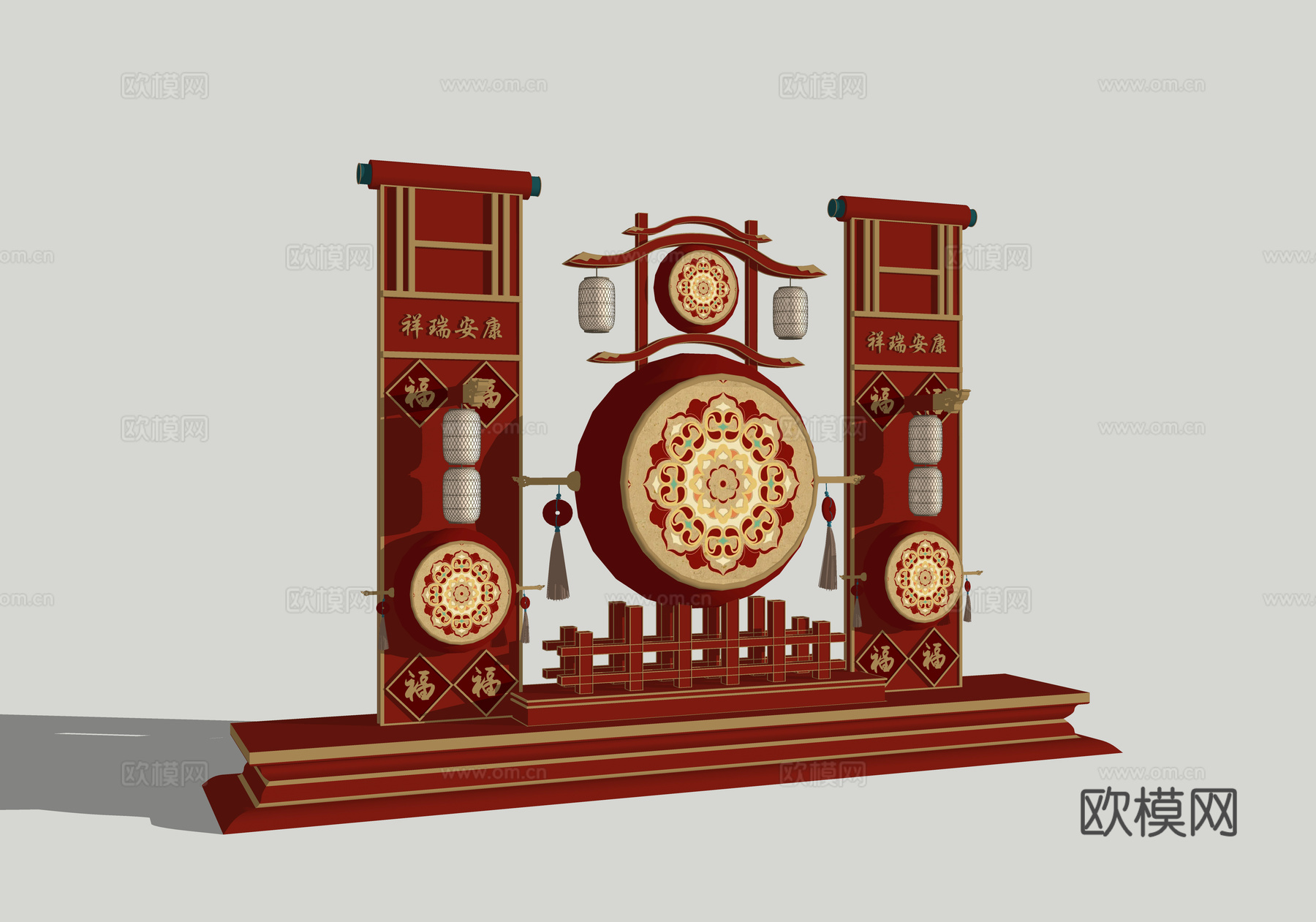 新中式舞台 国风国潮舞台 美陈 网红美陈 商场美陈装置 户外su模型