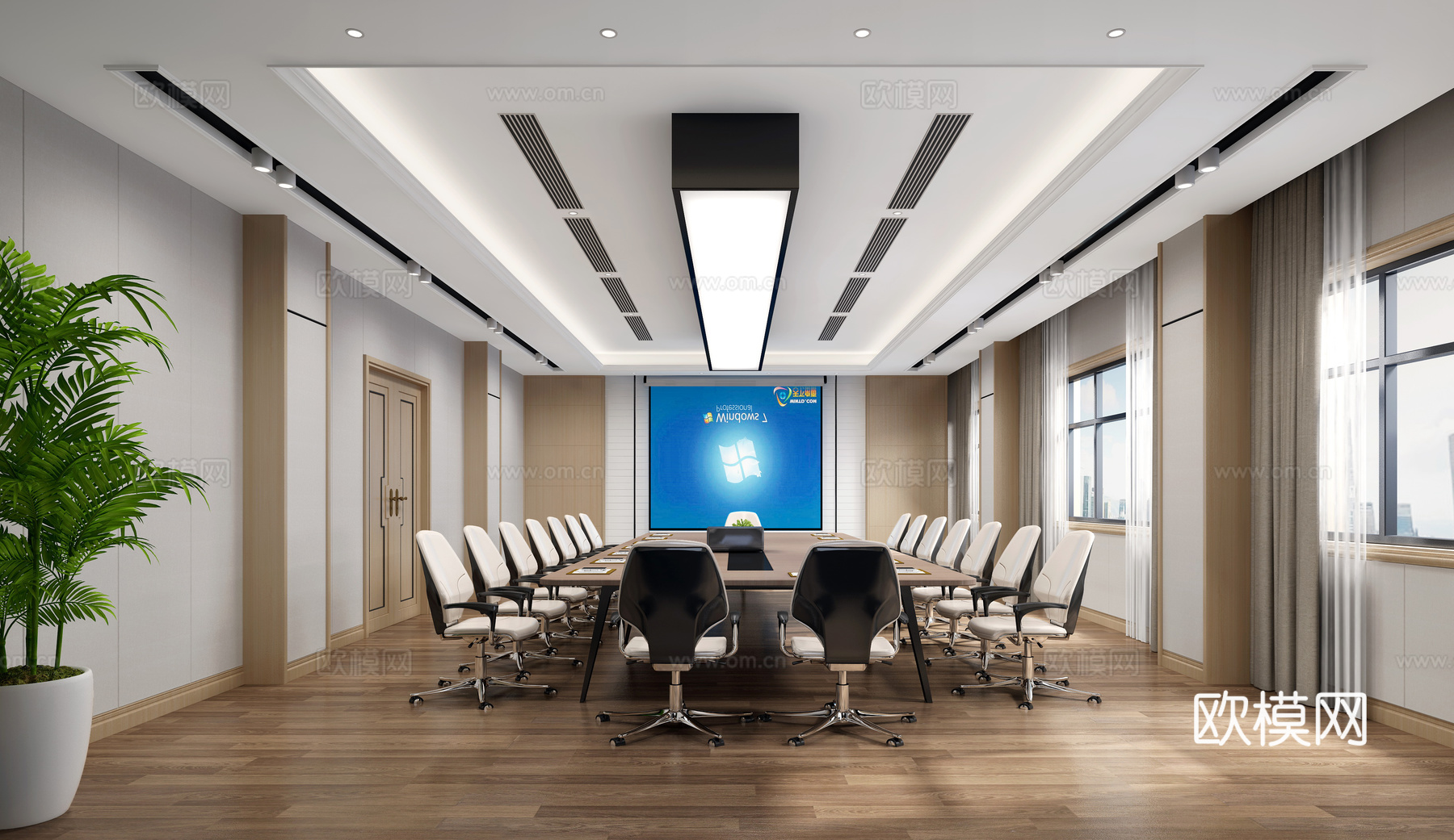 现代多功能会议室3d模型下载