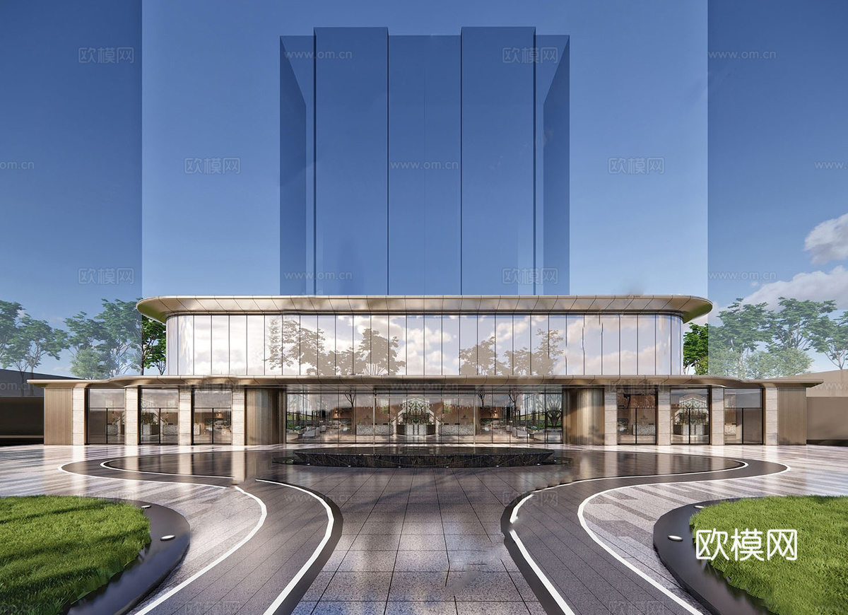 现代售楼处建筑 售楼部建筑su模型