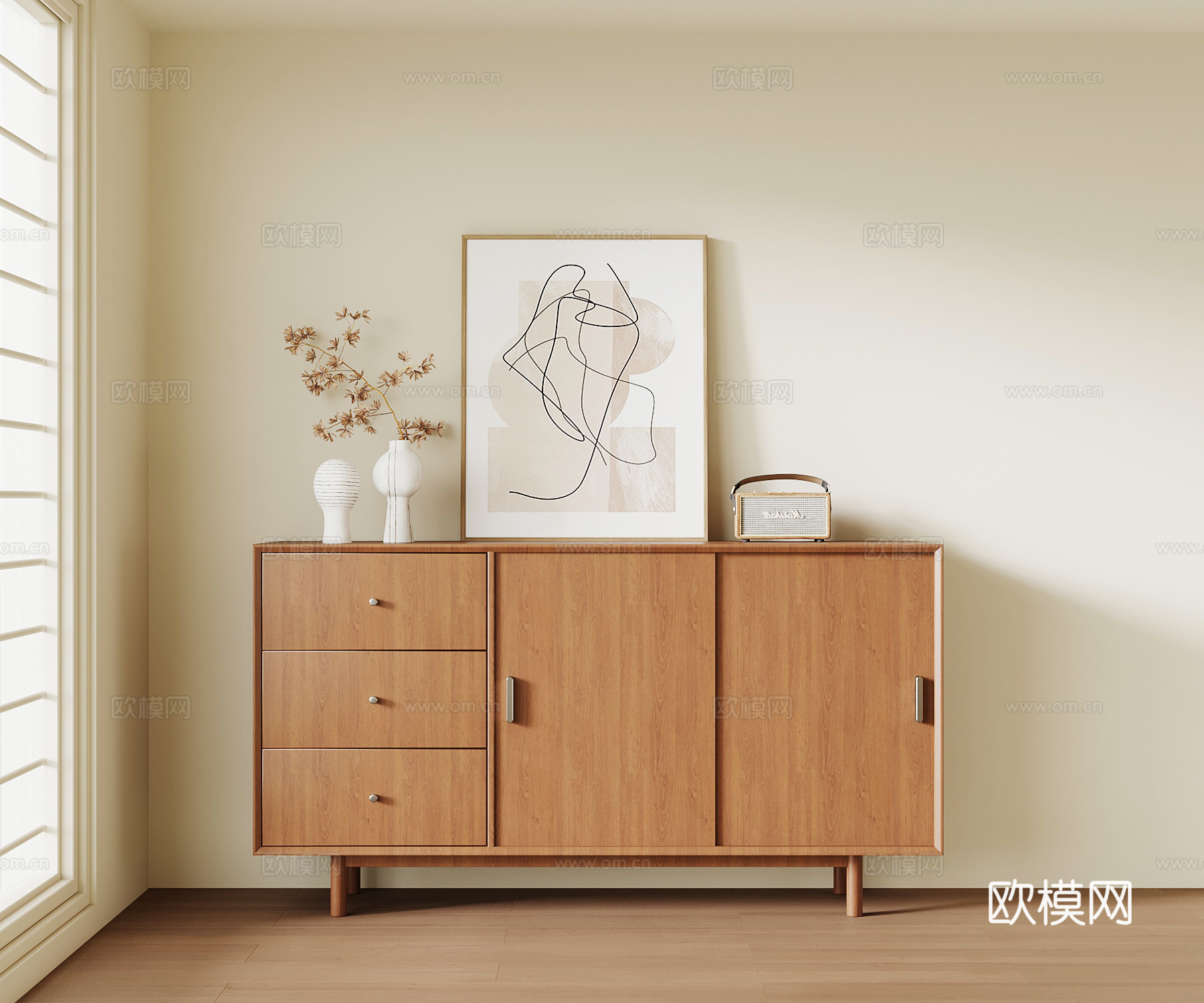 中古风玄关柜 边柜su模型