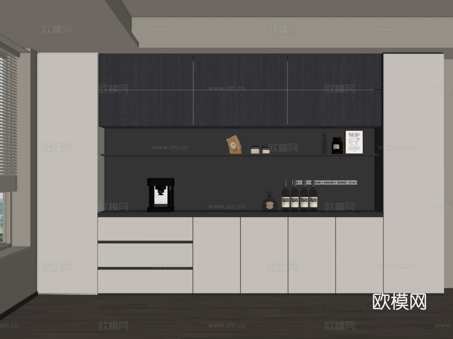 现代意式酒柜 餐边柜su模型