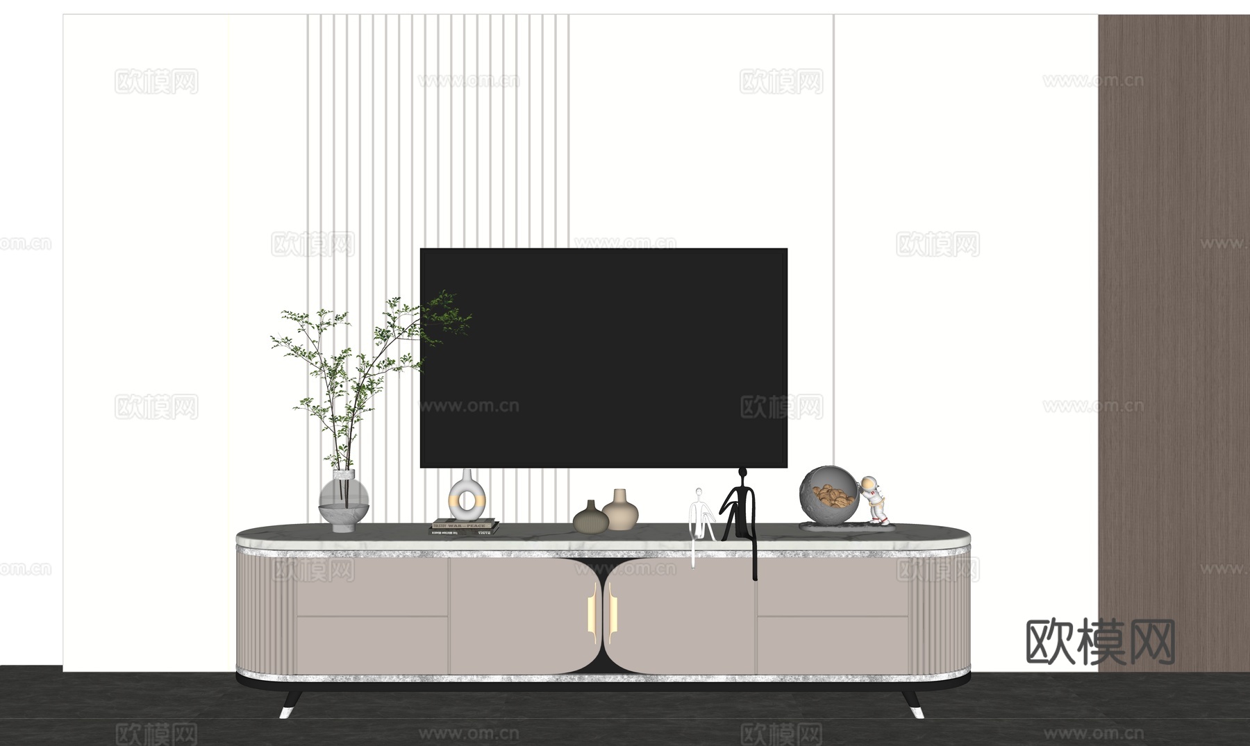 现代电视柜su模型
