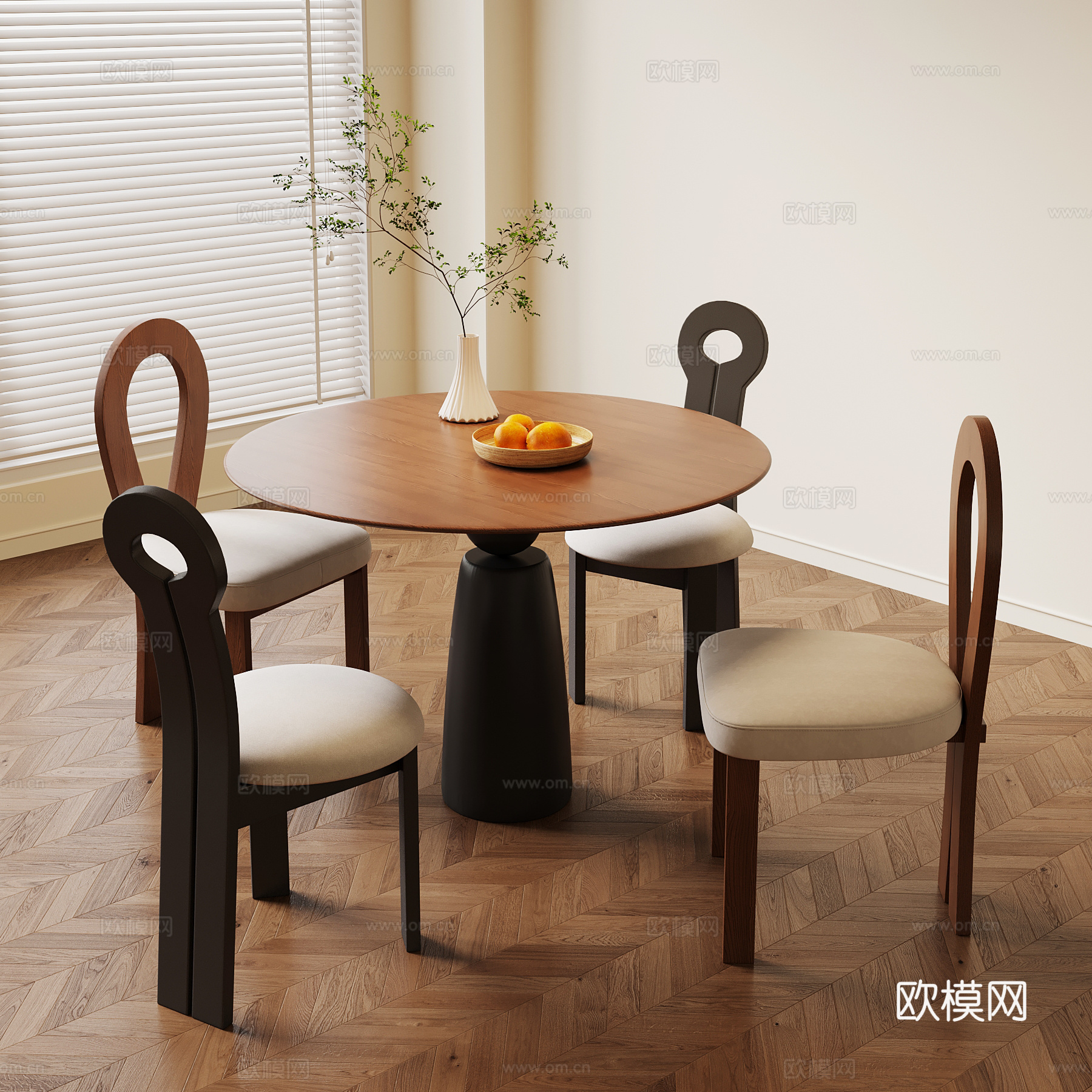 法式复古餐桌椅su模型