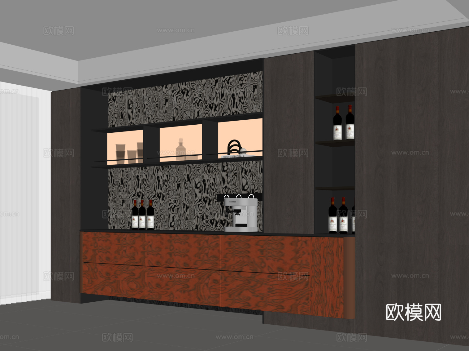 现代意式酒柜su模型