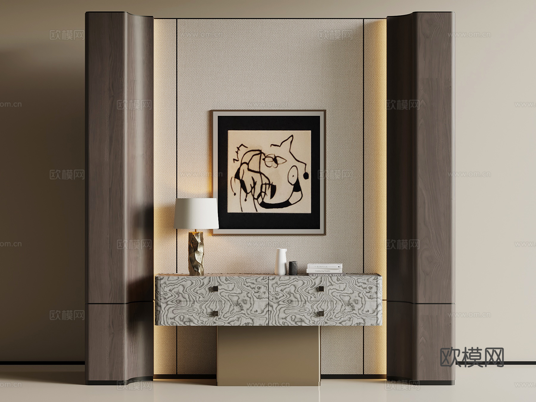 现代玄关 边柜 装饰柜 玄关柜su模型