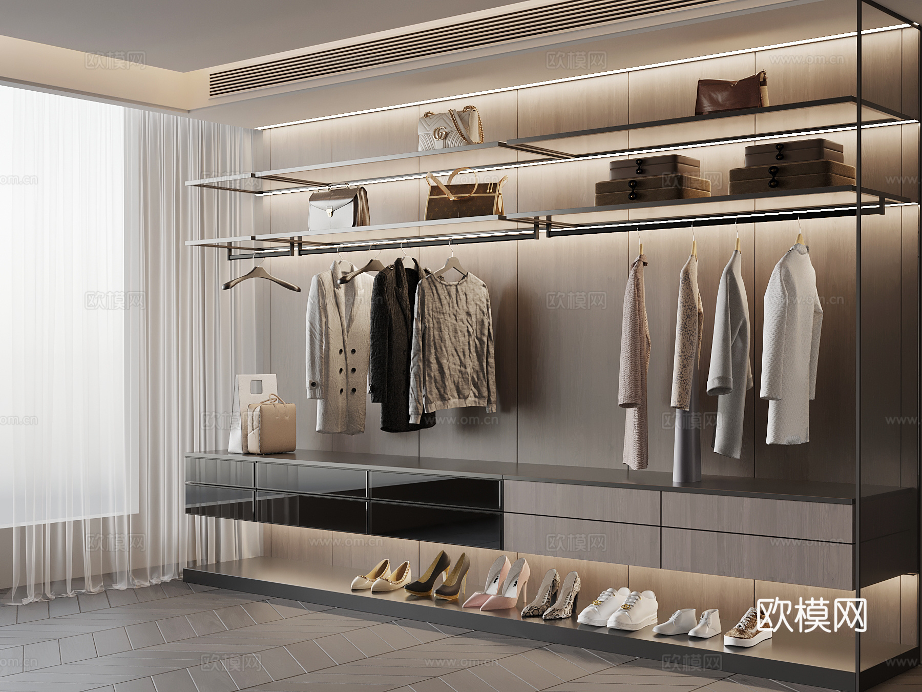 现代意式衣架 置物架3d模型