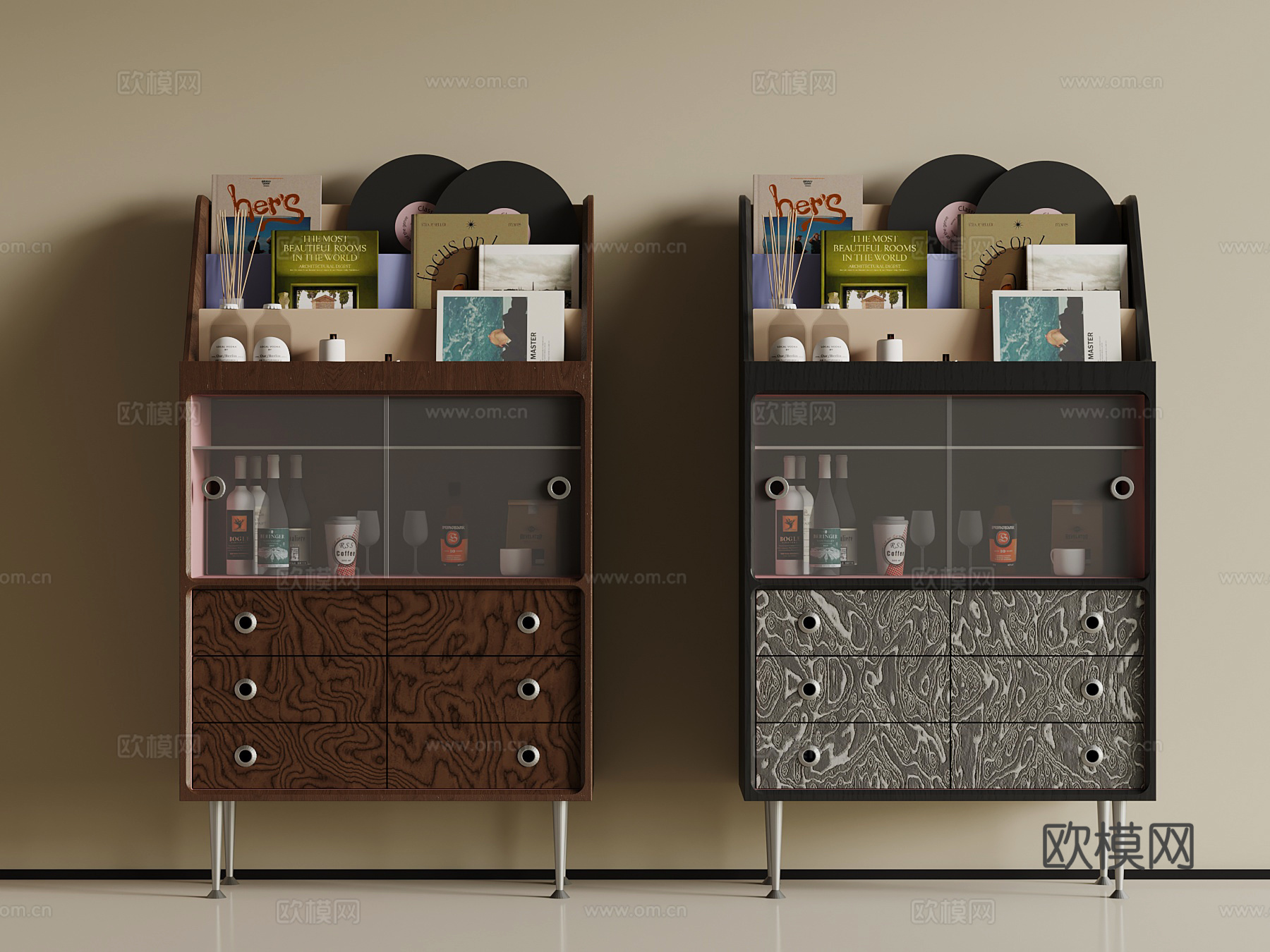 中古风餐边柜 斗柜3d模型