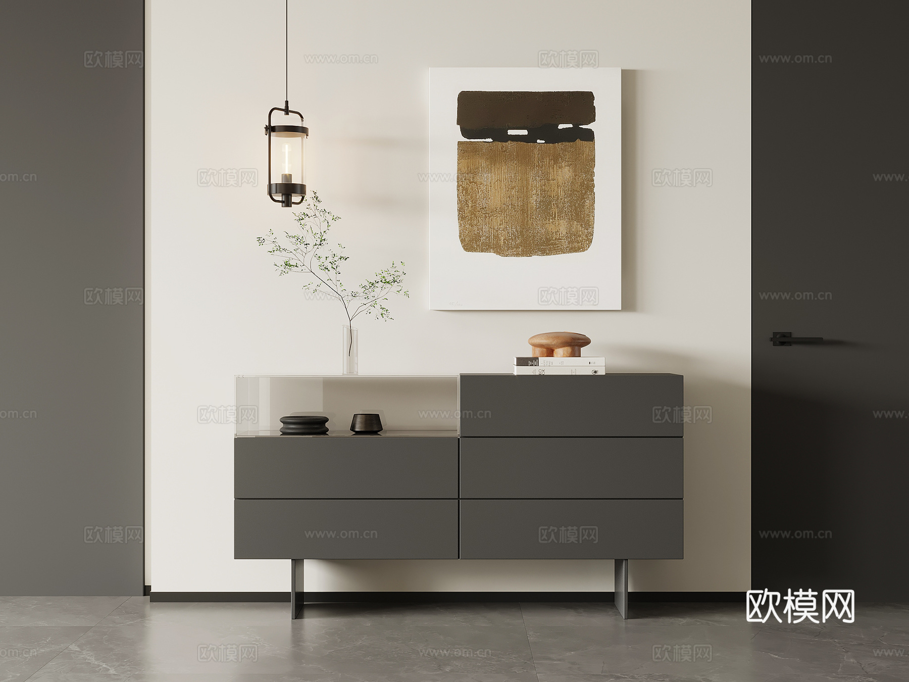 现代简约玄关柜 边柜 斗柜su模型