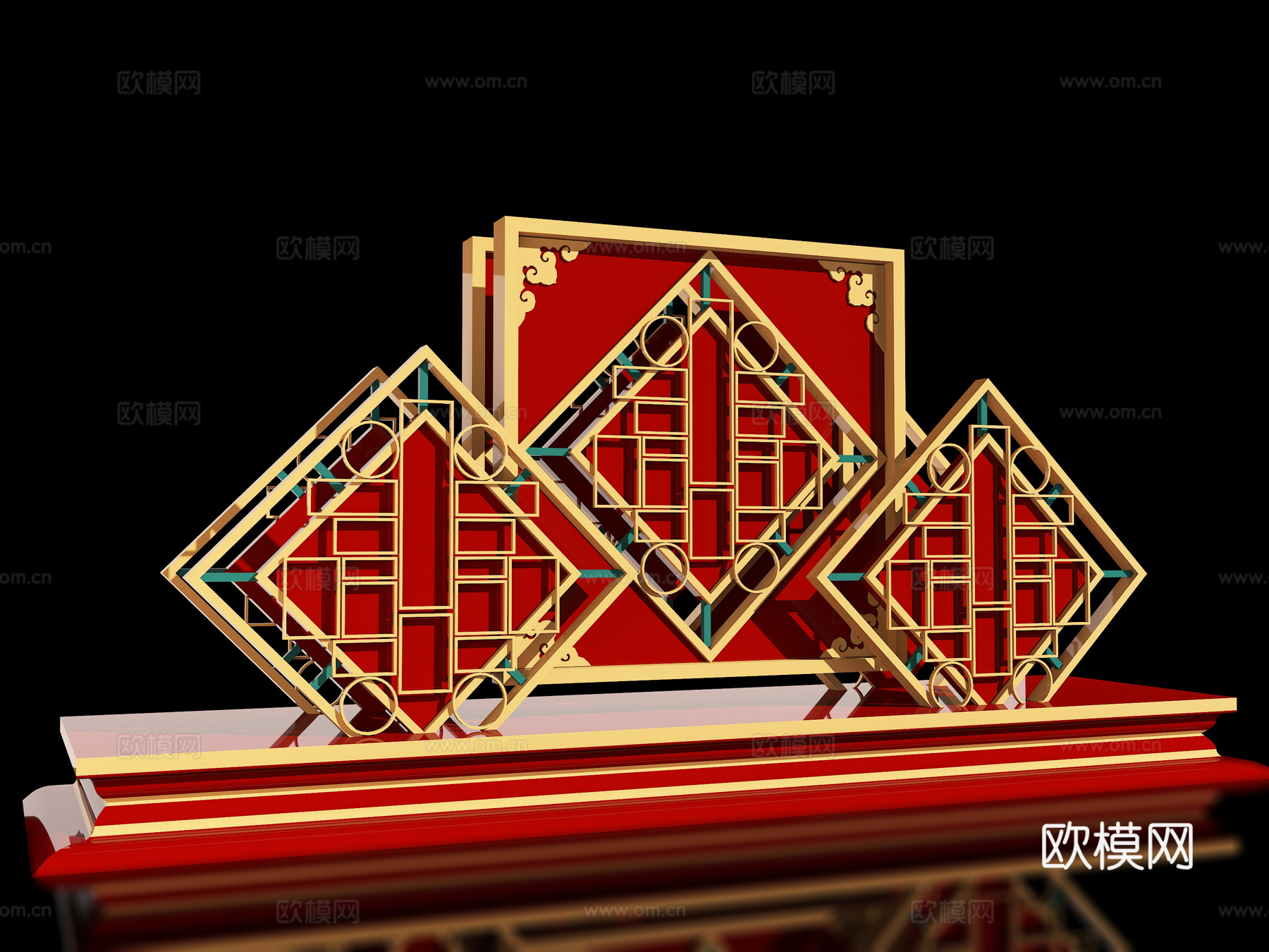 新中式舞台 国风国潮舞台 美陈 网红美陈 商场美陈装置 户外su模型