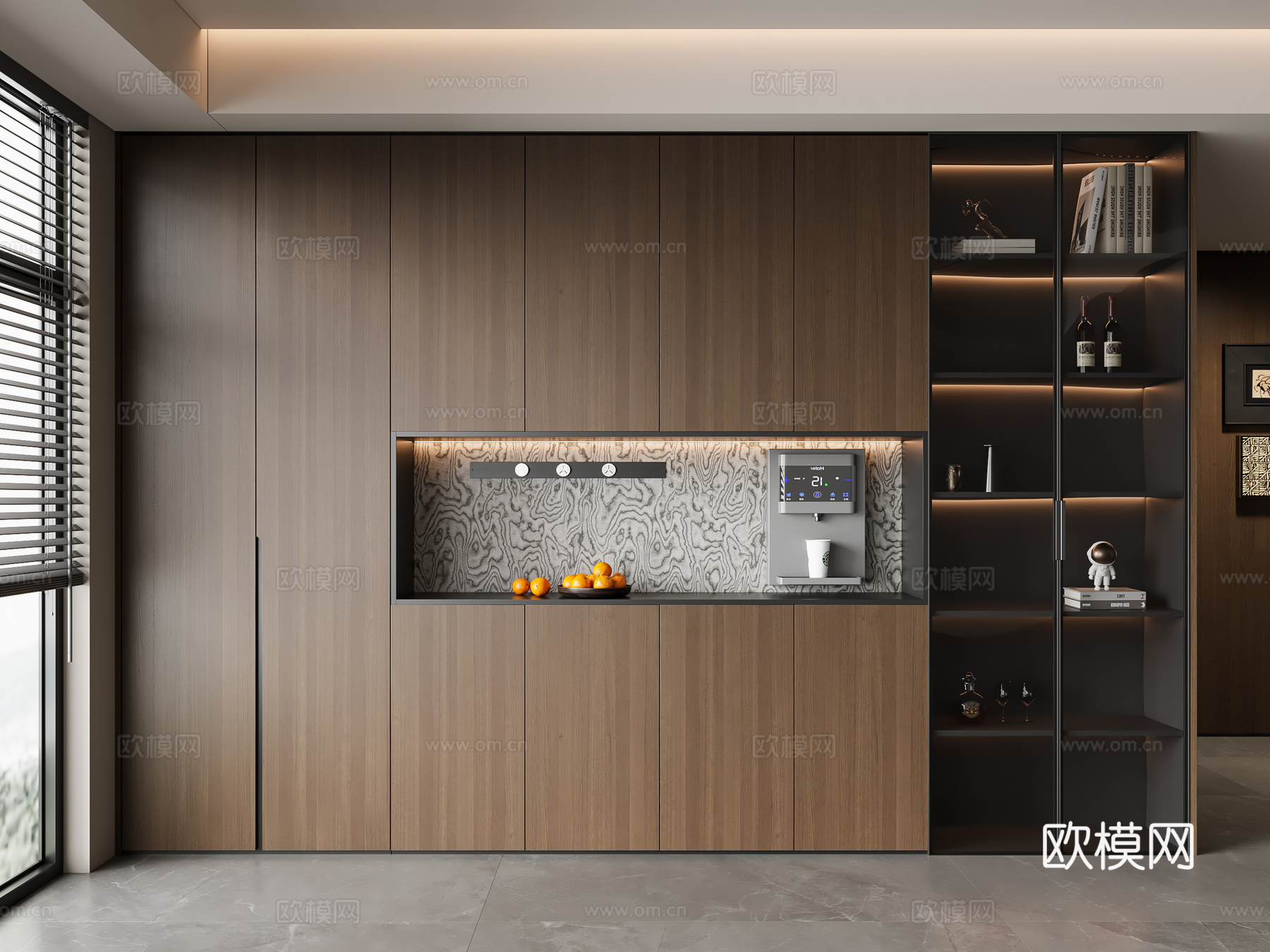 现代意式酒柜 餐边柜su模型下载（渲染图1）