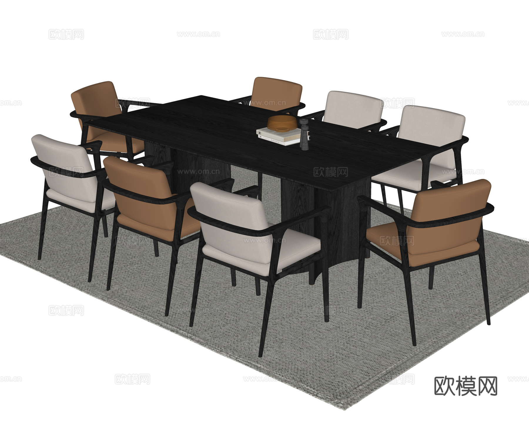 现代餐桌椅 餐椅 餐桌su模型
